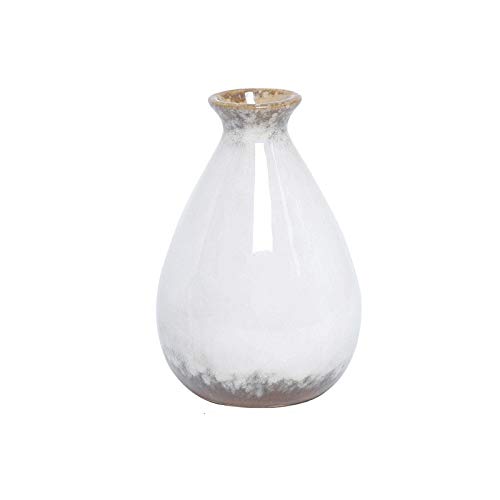 Hand-Painted Mini Ceramic Vase for Home Decor - Small Flower Vase for Balcony, Tabletop, Hydroponics & Wine Bottle Display (Dark Green & Light White) | Perfect for Boho Decor, Wedding Centerpieces & Gift Giving