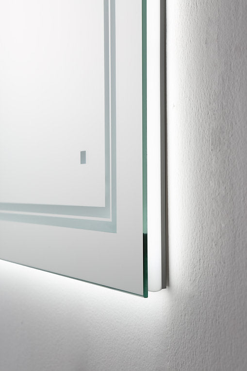 Aquadom SOHO 24x36 Inch LED Lighted Bathroom Mirror with Anti-Fog, Dimmable Touch Control - Perfect for Vanity, Makeup, Shaving & Modern Bathroom Decor