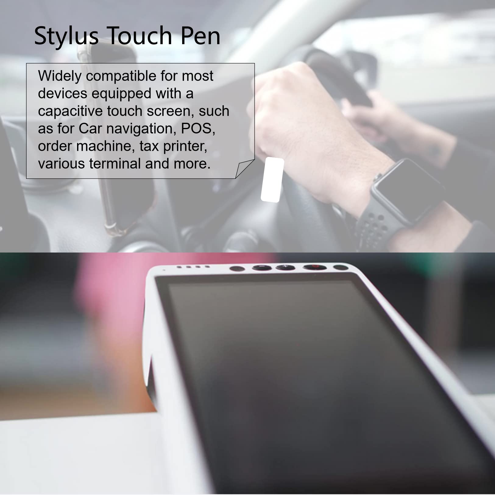 Premium Universal Touch Pen with Spring Rope - Stylus for All Capacitive Touch Screens (iPhone, iPad, Android) - Perfect for Car Navigation, Online Learning & Digital Art