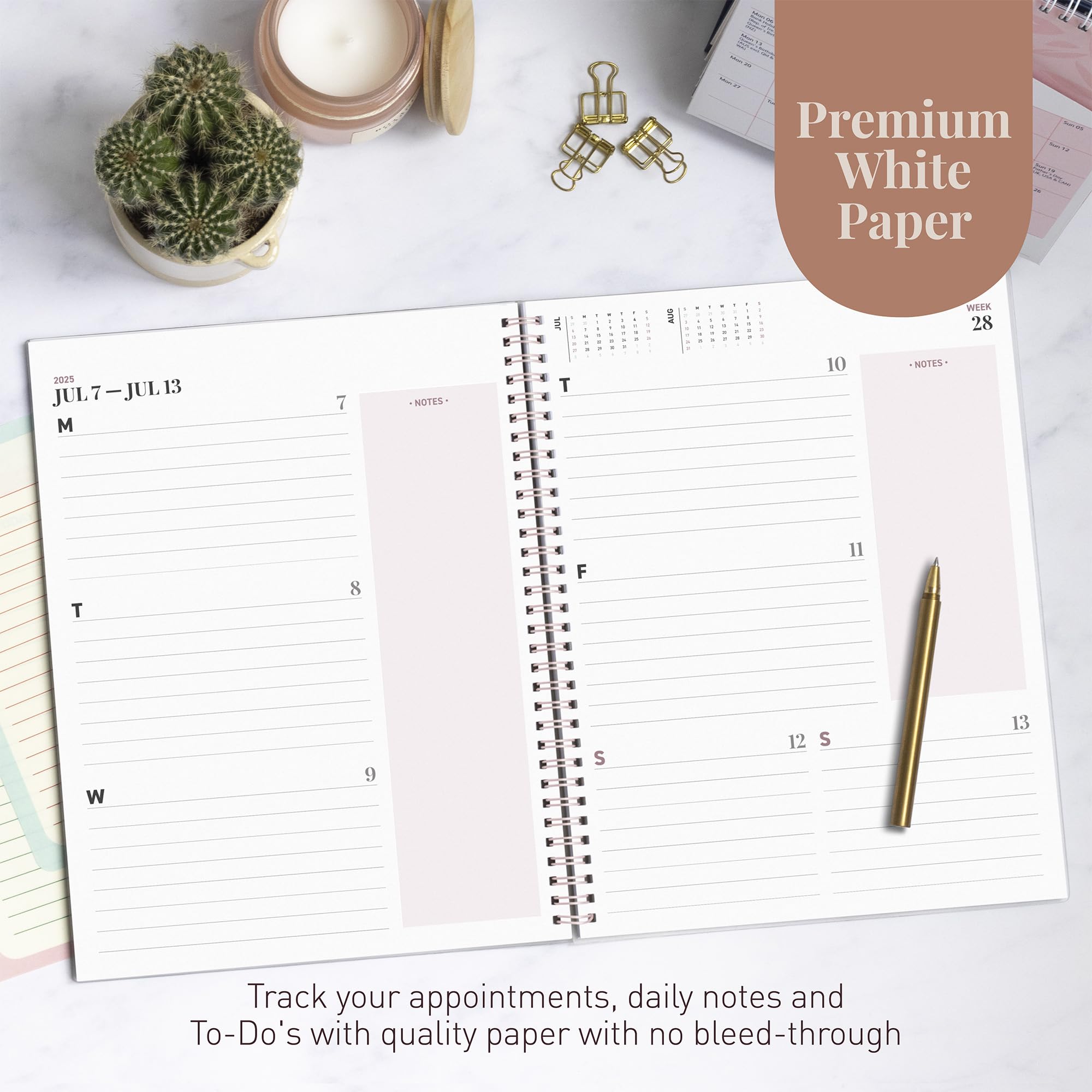 Rileys 2025 Weekly Planner - 8.5 x 11 Inch Pink Typographic Annual & Monthly Agenda Organizer with Flexible Cover, Notes Pages & Twin-Wire Binding - Perfect for Office, School & Personal Productivity Planning