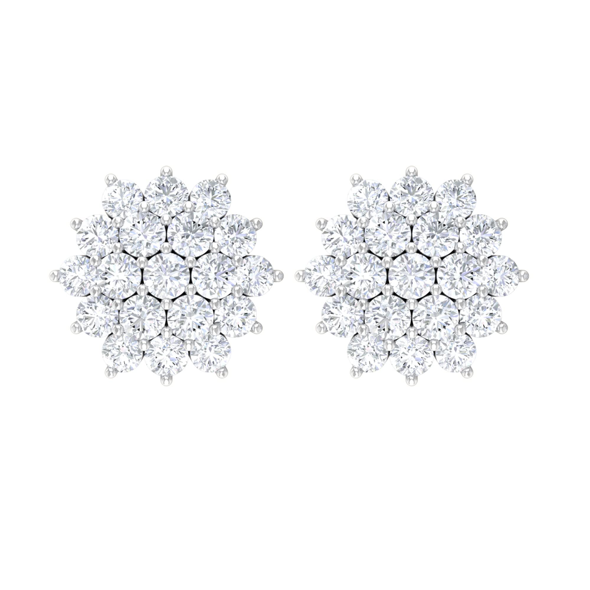 1/2 CT Diamond Stud Earrings for Women - 14K Solid Gold Floral & Cluster Earrings | Elegant Gift for Anniversary, Wedding & Everyday Wear
