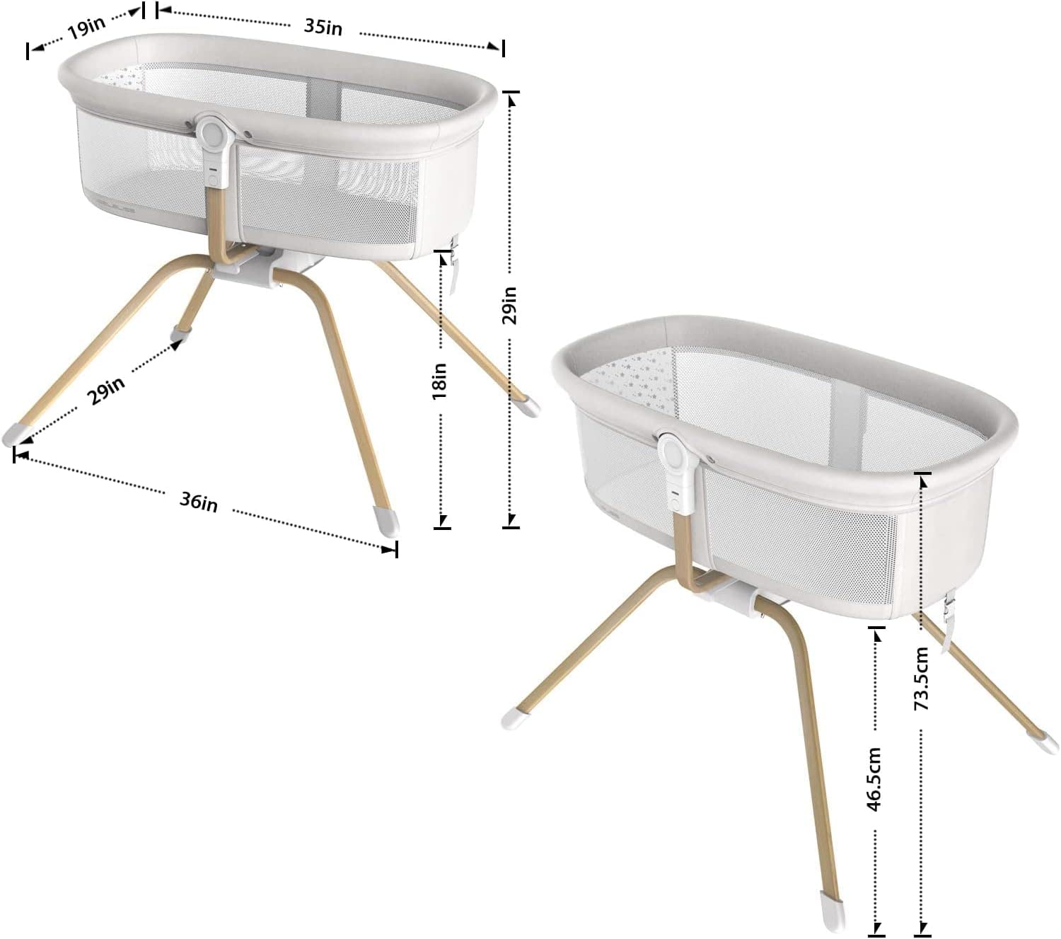 **ANGELBLISS 3-in-1 Rocking Bassinet & Bedside Sleeper – Portable Convertible Travel Crib for Newborns (White) – Perfect for Nursery, Travel & Co-Sleeping**