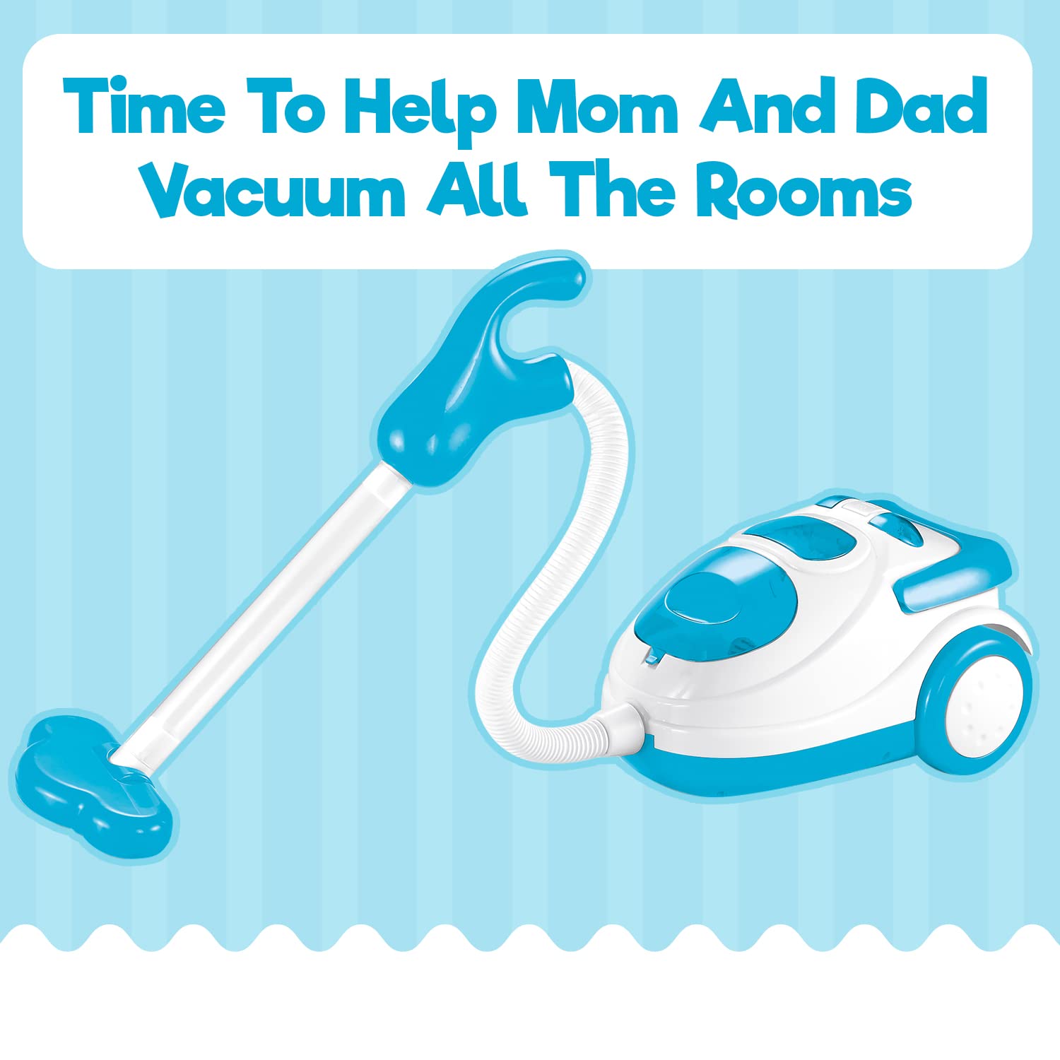 Misco Toys Kids Vacuum Cleaner - Realistic Toy Handheld Vacuum with Sounds & Lights - Educational Cleaning Toy for Toddlers Ages 3 4 5 6 7 - Perfect Gift for Boys & Girls (Blue) - Fun Pretend Play for Home & Classroom Cleaning Activities