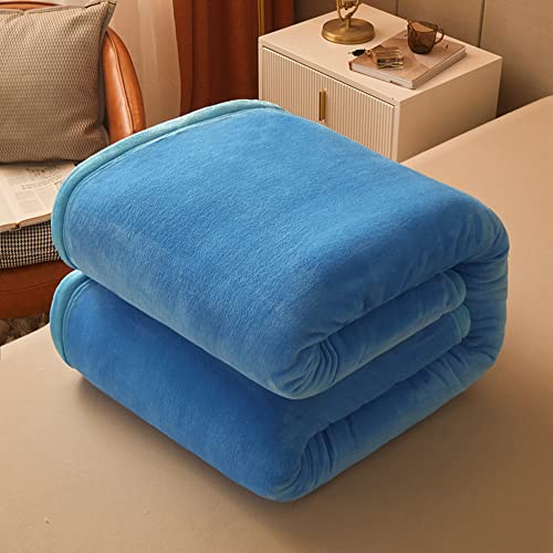 Premium Double-Sided Fleece Blanket - Ultra Soft & Fluffy Warm Bed Blanket for All Seasons - Lightweight Plush Throw (150x200cm) in Blue & Gray - Perfect for Beds, Couches, Travel & Home Decor