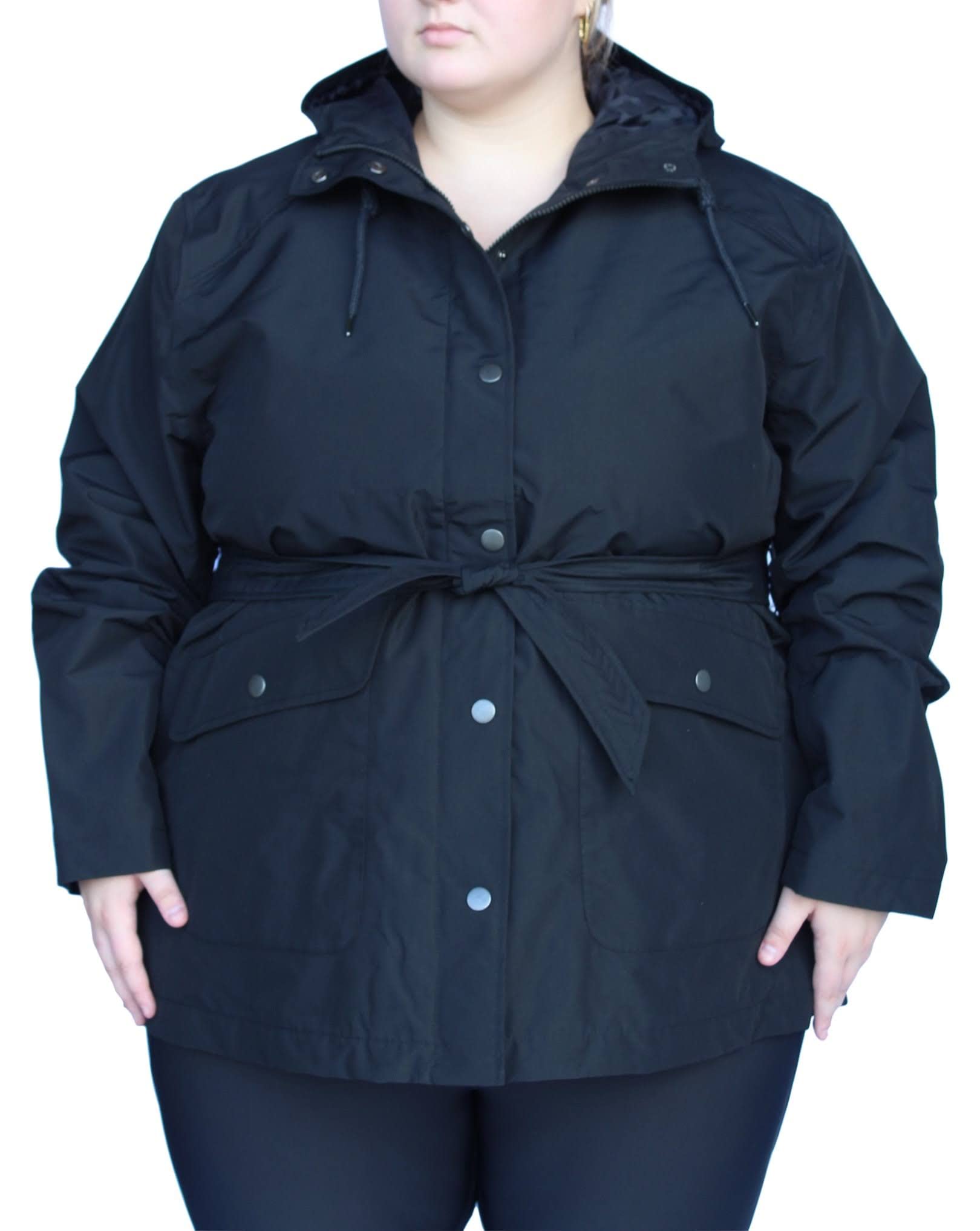 Women's Plus Size Short Trench Rain Jacket Coat - Waterproof Lightweight Windbreaker for Spring & Fall - Perfect for Commuting, Travel & Outdoor Activities