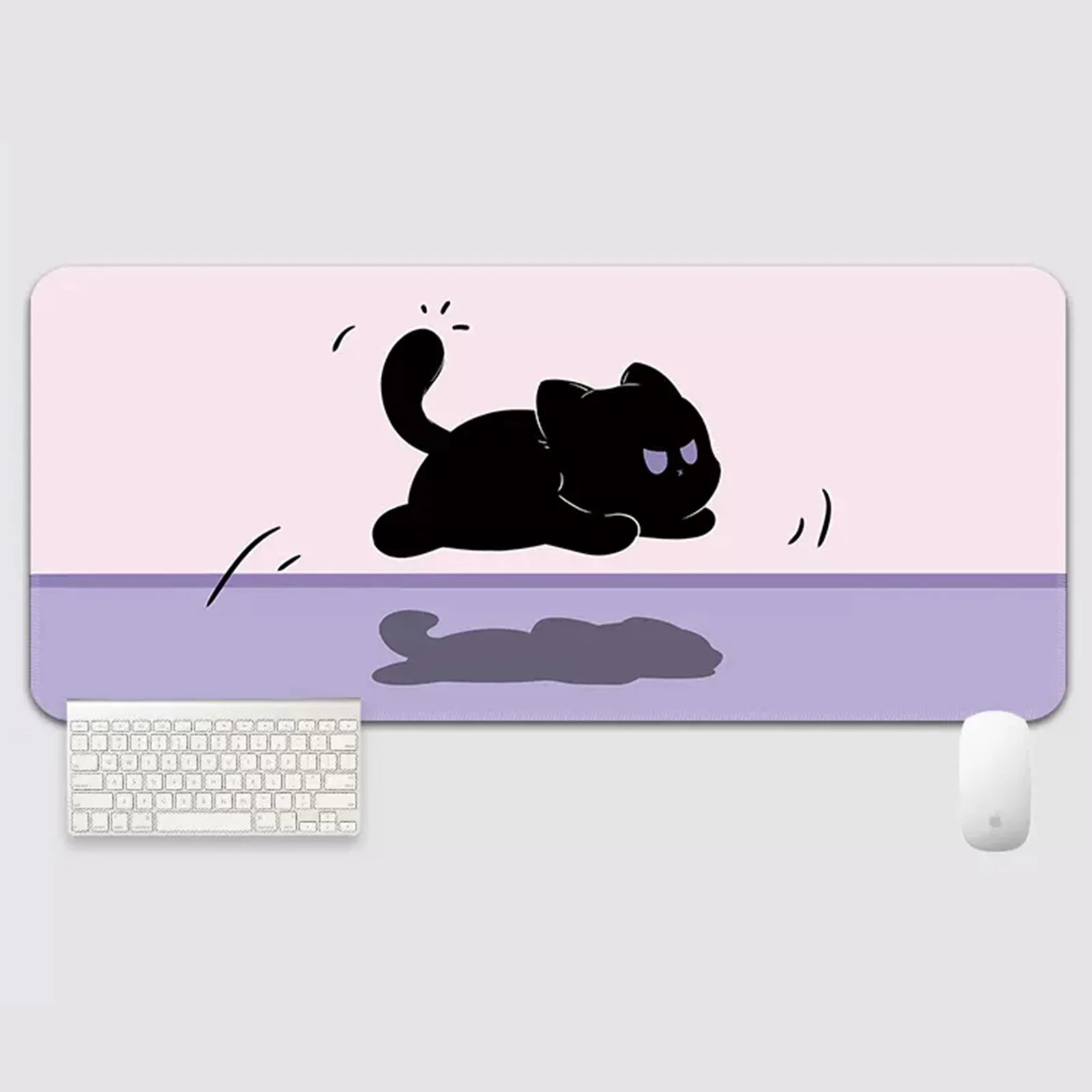 YUZNII Oversized Cartoon Kitten Mouse Pad - Non-Slip Gaming Desk Mat with Cute Cat Design, Large Extended Mousepad for Computer, Laptop, Office & Home Workspace (35.4x15.7 Inches) - Perfect for Work, Gaming & Study