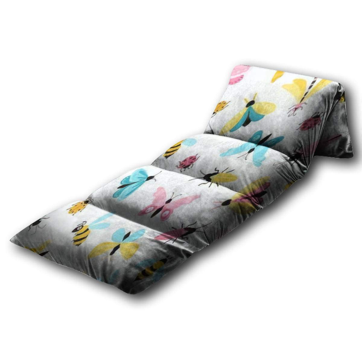 Colorful Hand-Drawn Butterfly & Dragonfly Kids Floor Pillow - Soft Queen Size Floor Mat for Reading, Playing Games & Slumber Parties - Cute Insect-Themed Lounger for Children's Bedroom & Playroom