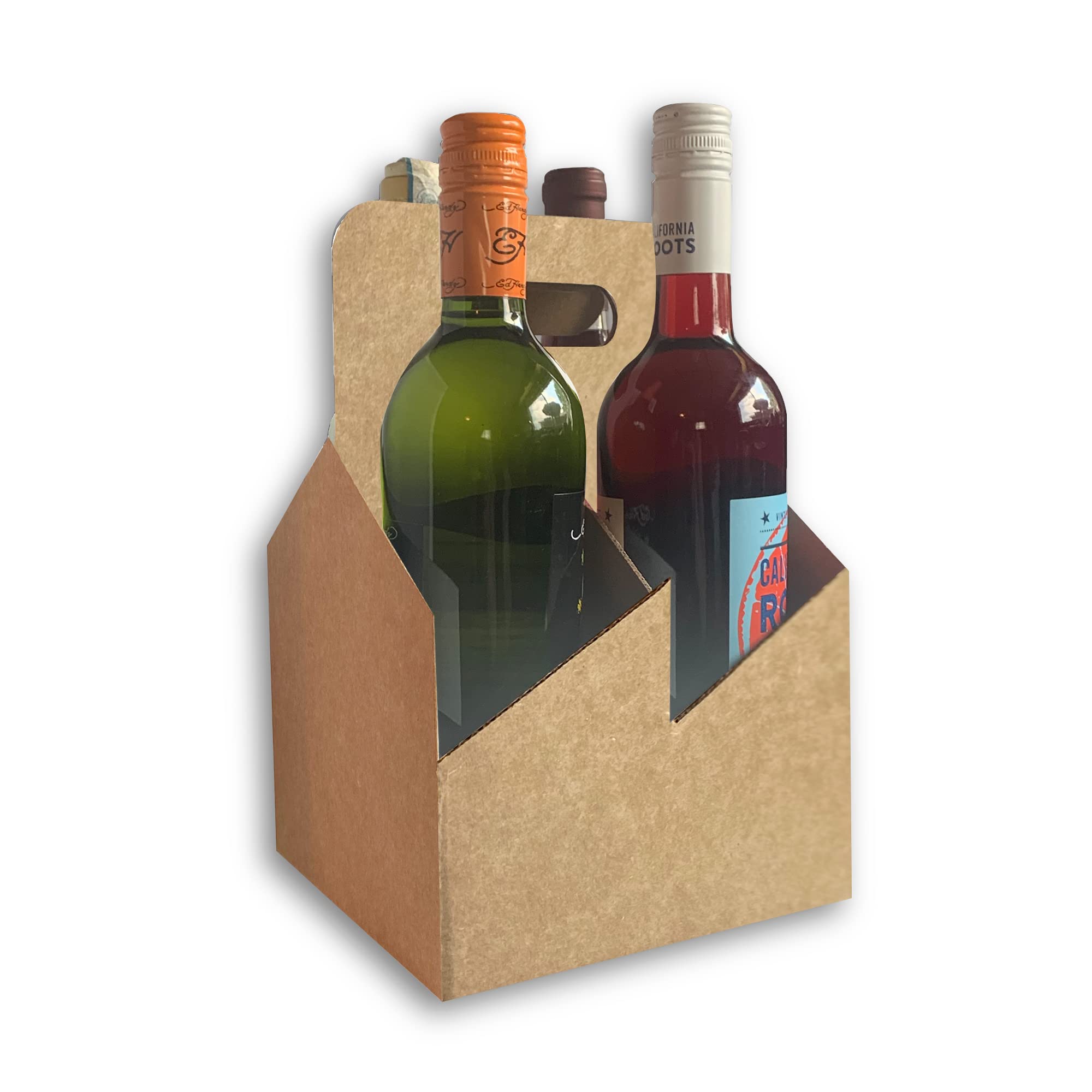 4 Pack Kraft Corrugated Bottle Holder (40 Count) - Heavy Duty Cardboard Carrier for 750ml & 22oz Wine Bottles - Perfect for Parties, Weddings & Wine Storage - Fast Same Day Shipping