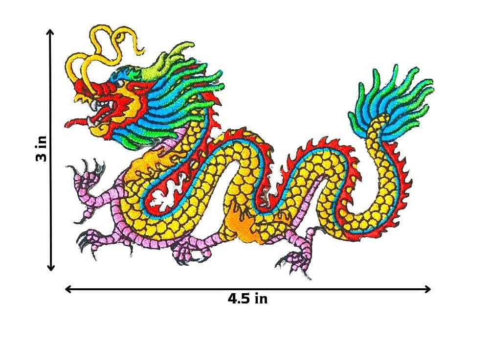 Chinese Dragon Embroidered Iron-On Patch - DIY Applique for Jackets, Costumes & Backpacks - Perfect for Cosplay, Halloween Costumes, and DIY Fashion Projects