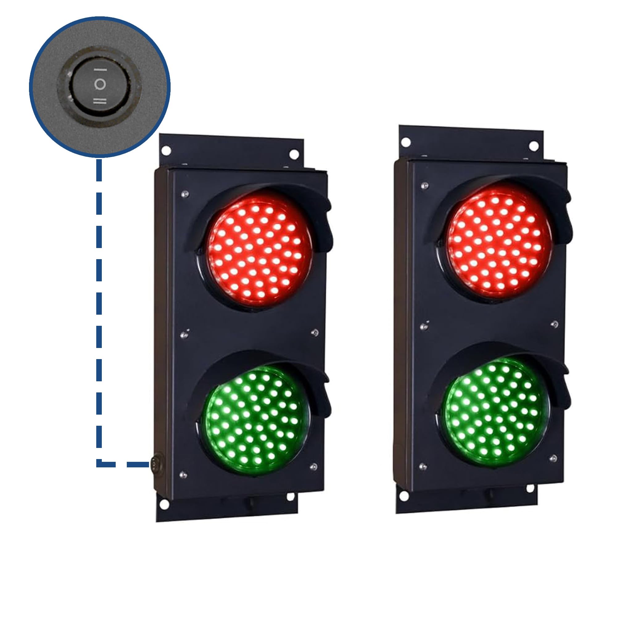 Signaworks Set of 2 Red/Green LED Loading Dock Traffic Lights - Indoor/Outdoor Mounting, 120VAC with Brackets & Cable Glands (Power Cord Not Included) - Perfect for Warehouse Safety & Traffic Control