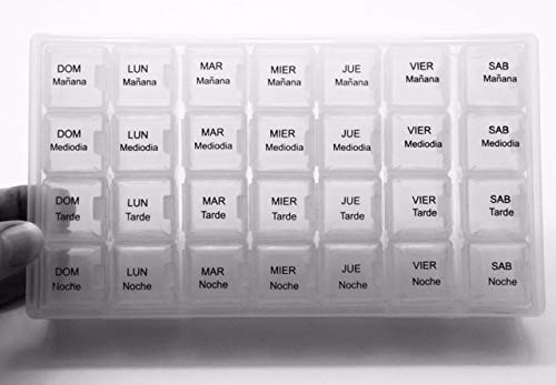 7-Day Large Spanish Pill Organizer Box - Weekly Medication Dispenser with 4 Compartments per Day | Perfect for Travel, Home & Daily Medicine Management