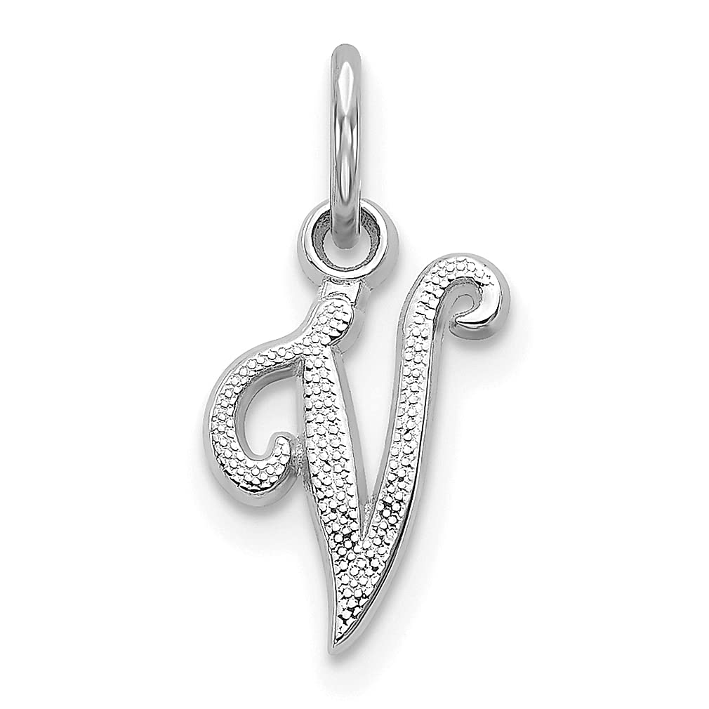 14K White Gold Initial V Monogram Charm Necklace for Women - Personalized Name Pendant, Fine Jewelry Gift for Her - Perfect for Birthdays, Anniversaries & Special Occasions