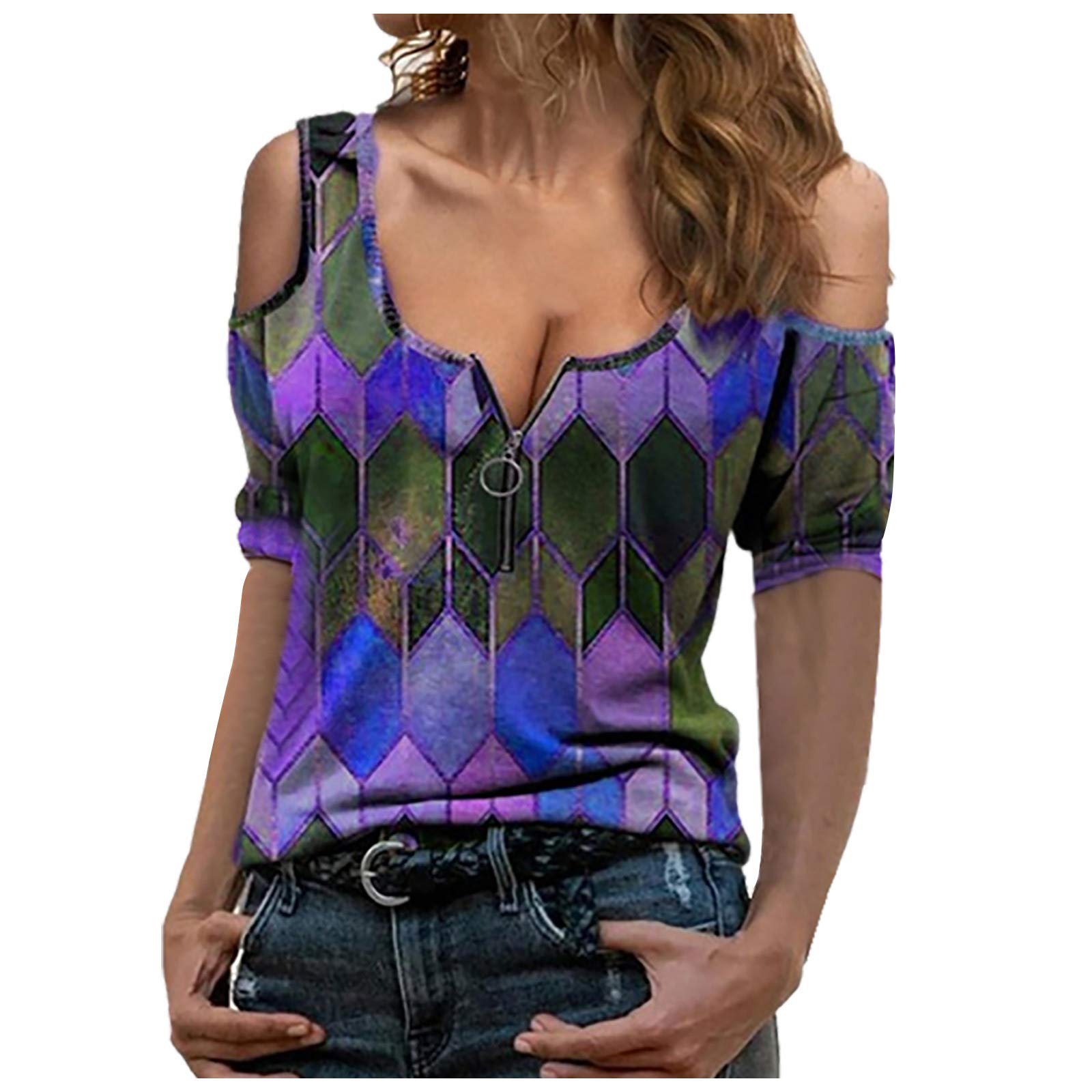 Women's Long Sleeve Casual V-Neck Graphic T-Shirts & Pullover Sweatshirts - Fall Loose Blouses for Everyday Wear, Work & Weekend Outfits