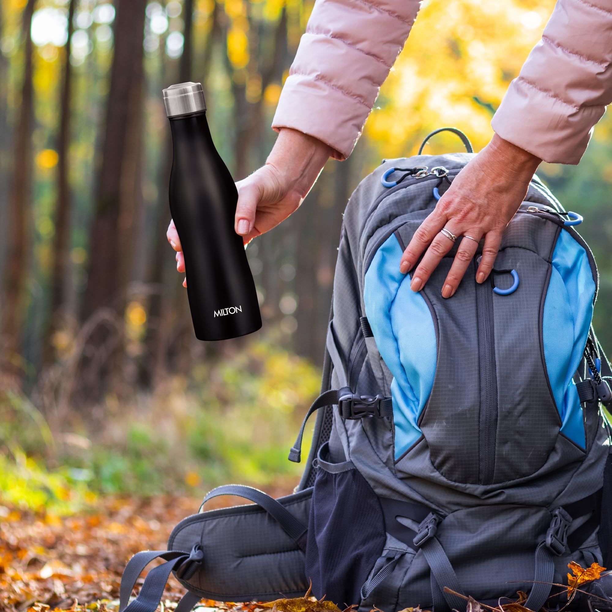 MILTON Campa 800 Single Wall Stainless Steel Water Bottle 745ml - Black | 100% Leak Proof | Vacuum Insulated | BPA Free | Perfect for Office, Gym, Hiking, Travel & Outdoor Adventures