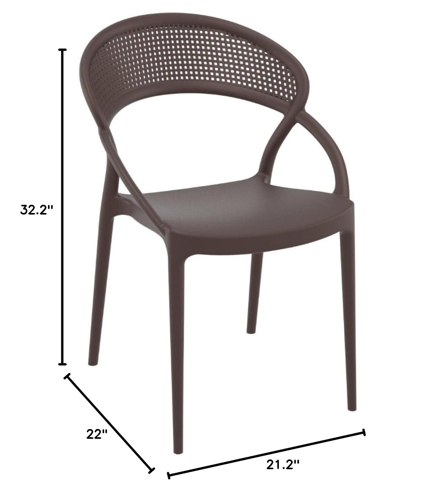 Compania Sunset Patio Dining Chairs in Brown - Set of 2 Outdoor Furniture for Garden, Poolside, Deck & Backyard Relaxation