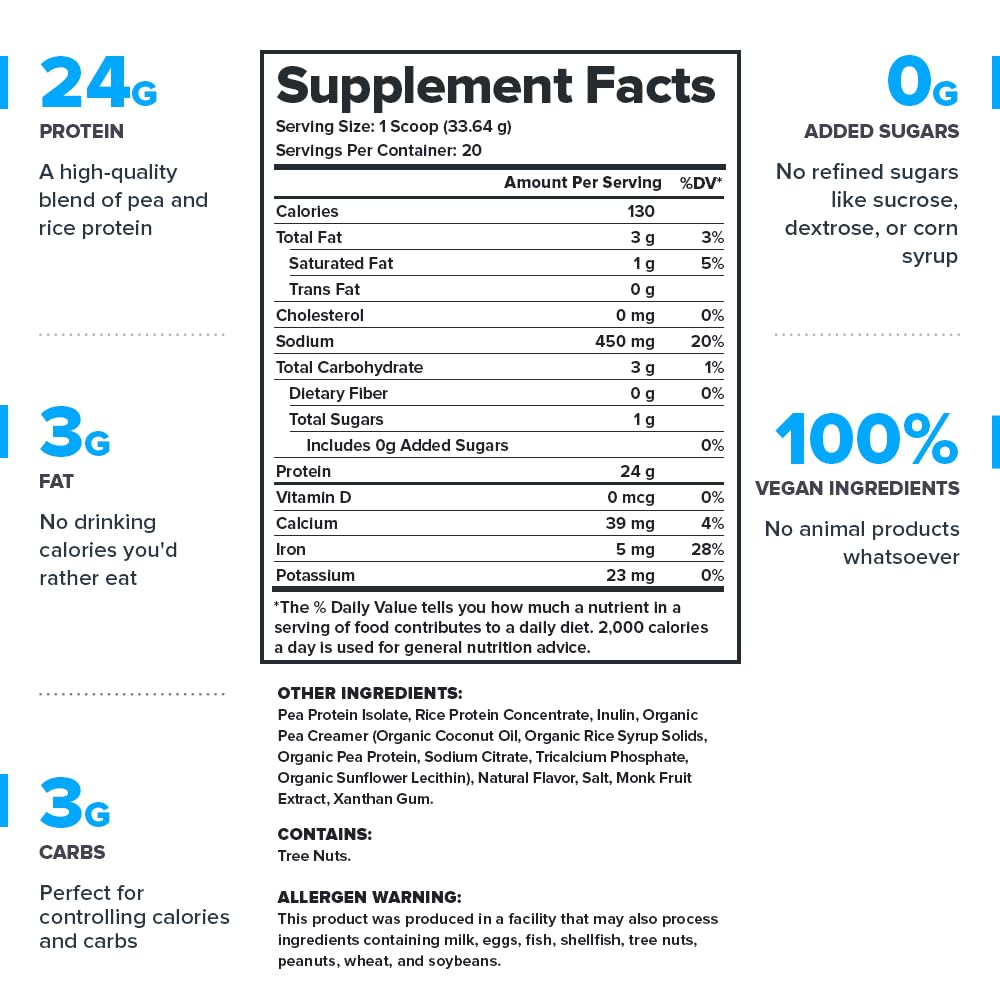 LEGION Plant+ Vegan Protein Powder, Vanilla - Rice & Pea Protein Blend | Gluten Free, Non-GMO, Naturally Sweetened | 20 Servings | Perfect for Post-Workout Recovery, Smoothies & Healthy Baking