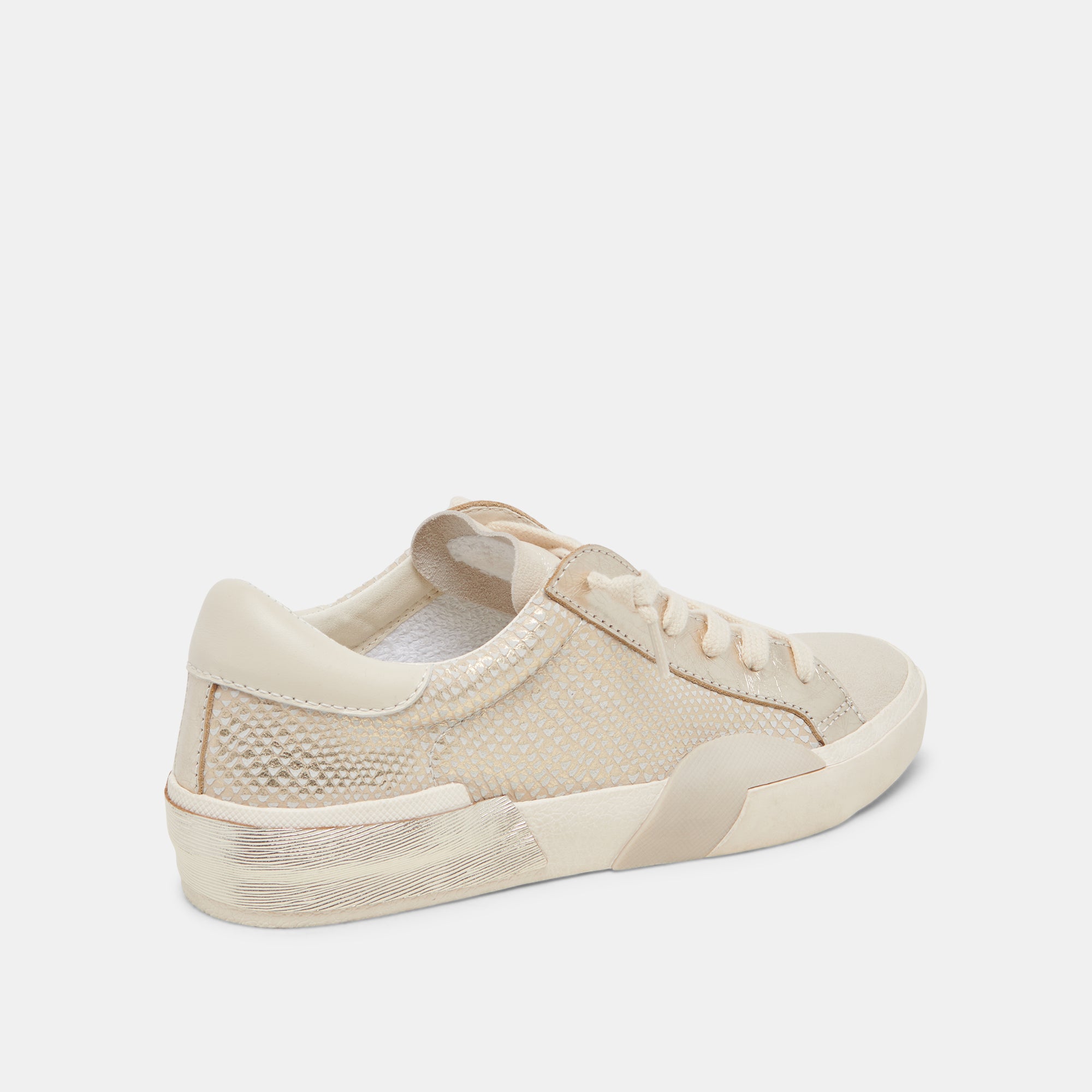 ZINA Women's Champagne Embossed Leather Sneakers - Comfortable Casual Shoes for Walking, Running & Everyday Wear