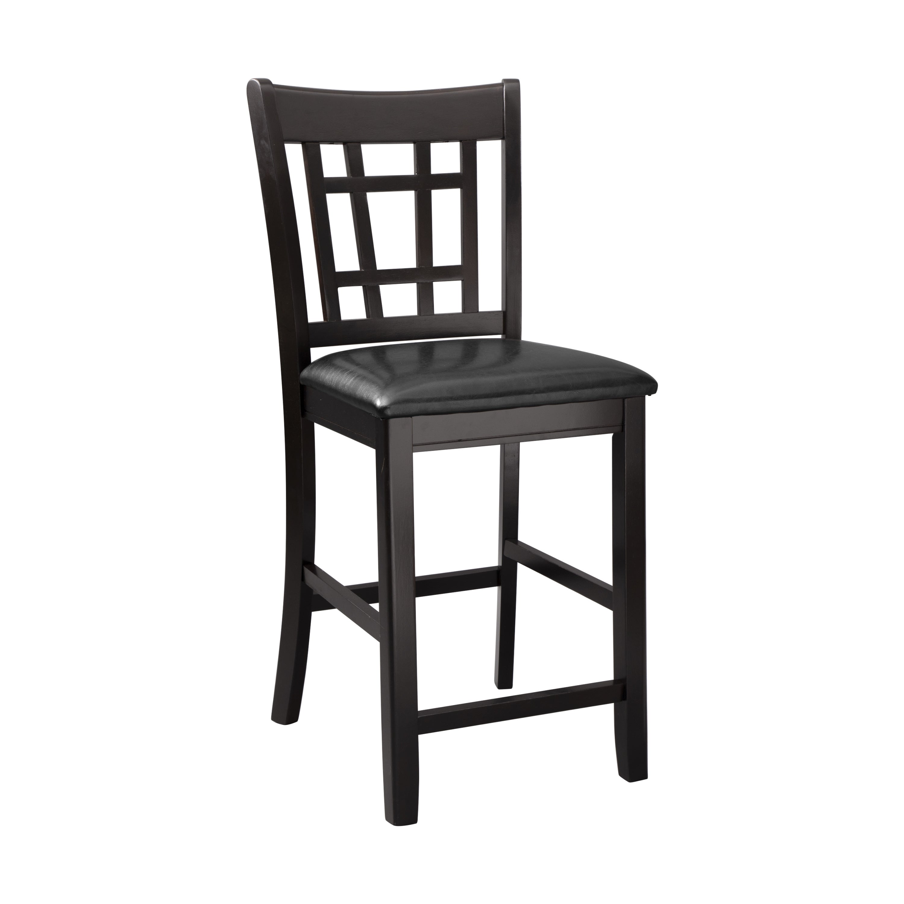 2-Piece Dark Cherry Faux Leather Counter Height Dining Chairs - Classic Style Bar Stools for Kitchen Island, Breakfast Nook & Pub Table Seating