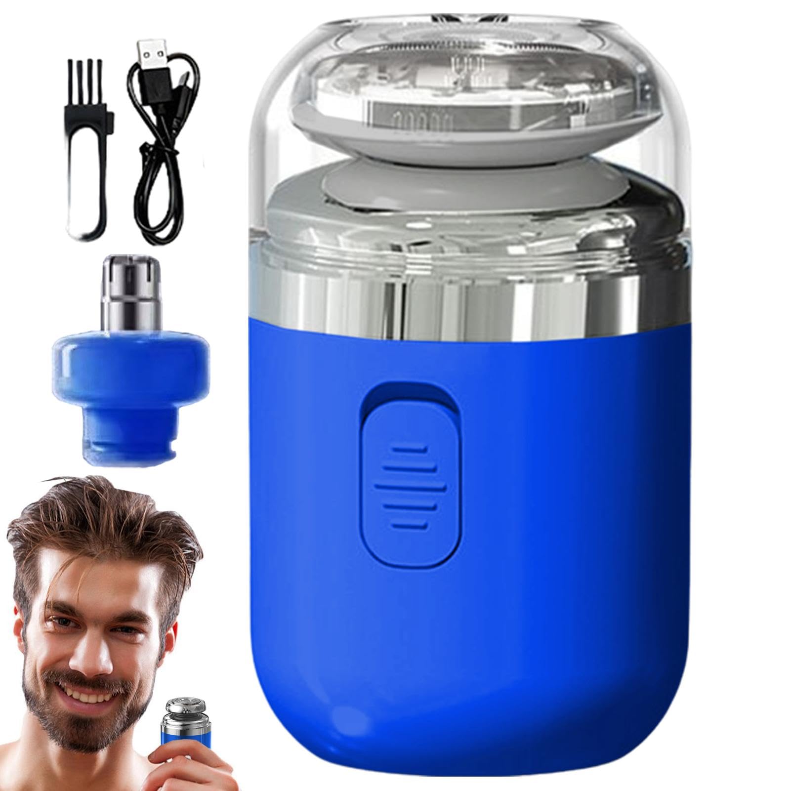 Portable Electric Shaver for Men - Rechargeable Cordless Travel Trimmer with Nose Hair Attachment, Powerful & Washable for Beard, Mustache & Body Grooming - Perfect for Home, Travel & Gym Use