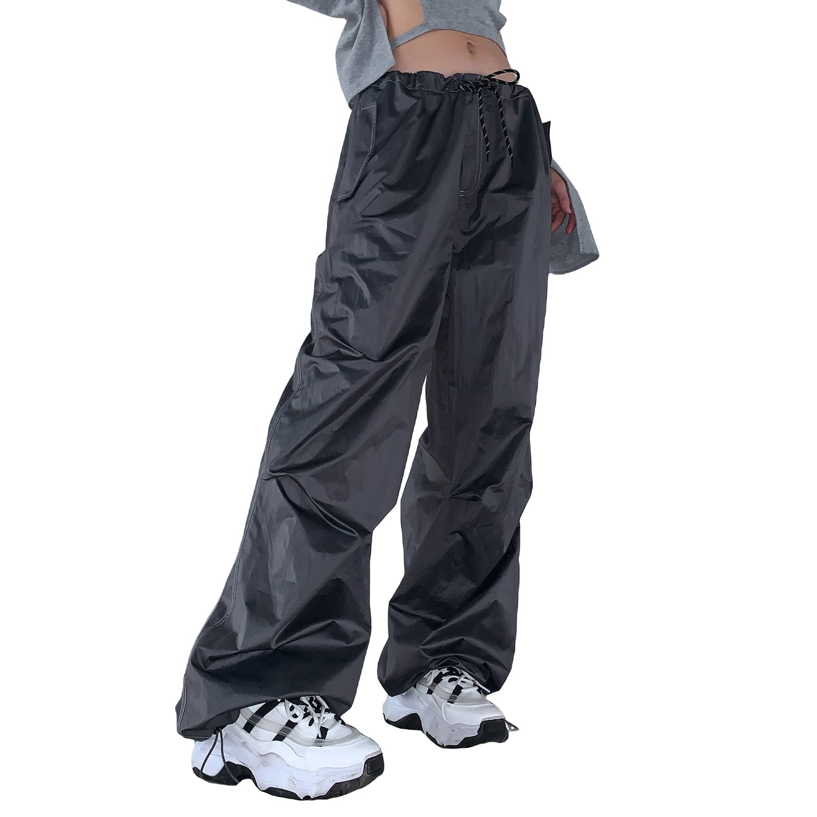 Kodaruber Women's Wide Leg Y2K Pants - Lounge Loose Sweatpants with Drawstring Elastic Waist | Baggy Athletic Pull-On Low Rise Trousers for Casual Wear, Street Style & Yoga