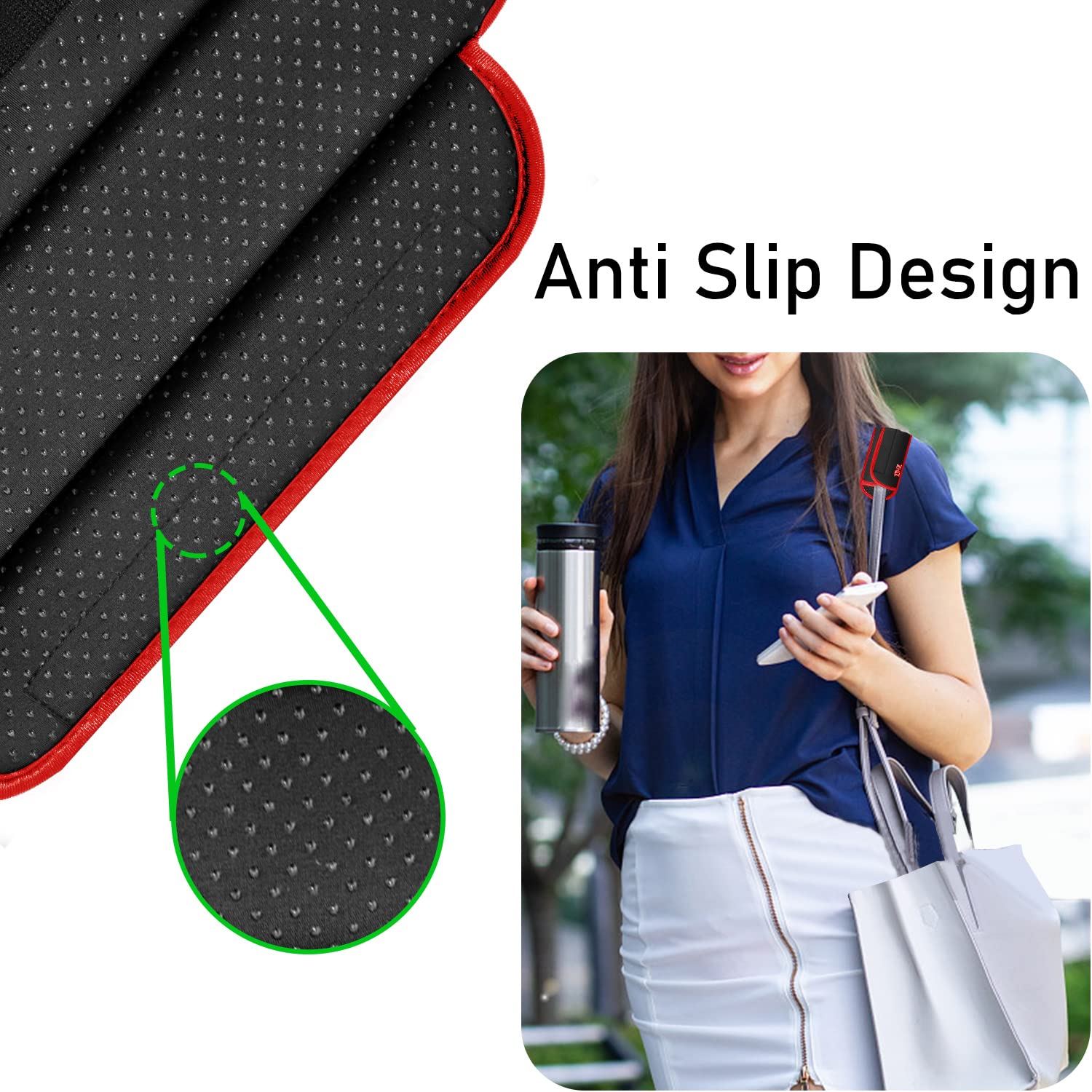 Ultra Thick ZINZ Universal Shoulder Pad for Bags & Luggage - Anti-Slip, Breathable, Long Strap (Black-Red Edge) - Perfect for Travel, Commuting & Daily Carry