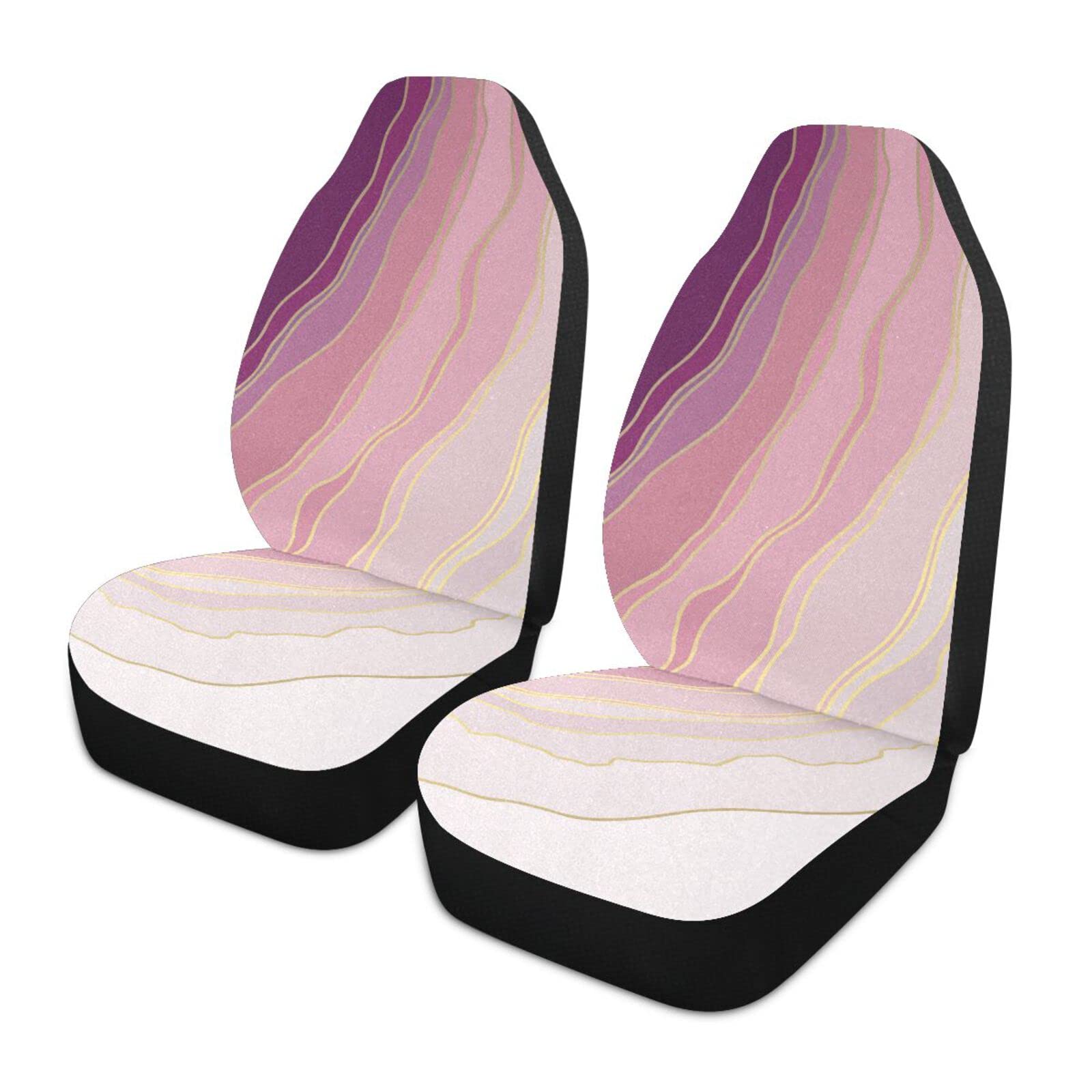ALAZA Rose Gold Marble Mineral Car Seat Covers - Universal Fit for Cars, Trucks & SUVs | Front Seat Protectors & Decor for Men & Women | Waterproof & Anti-Slip Auto Accessories | Perfect for Commuting, Road Trips & Daily Driving