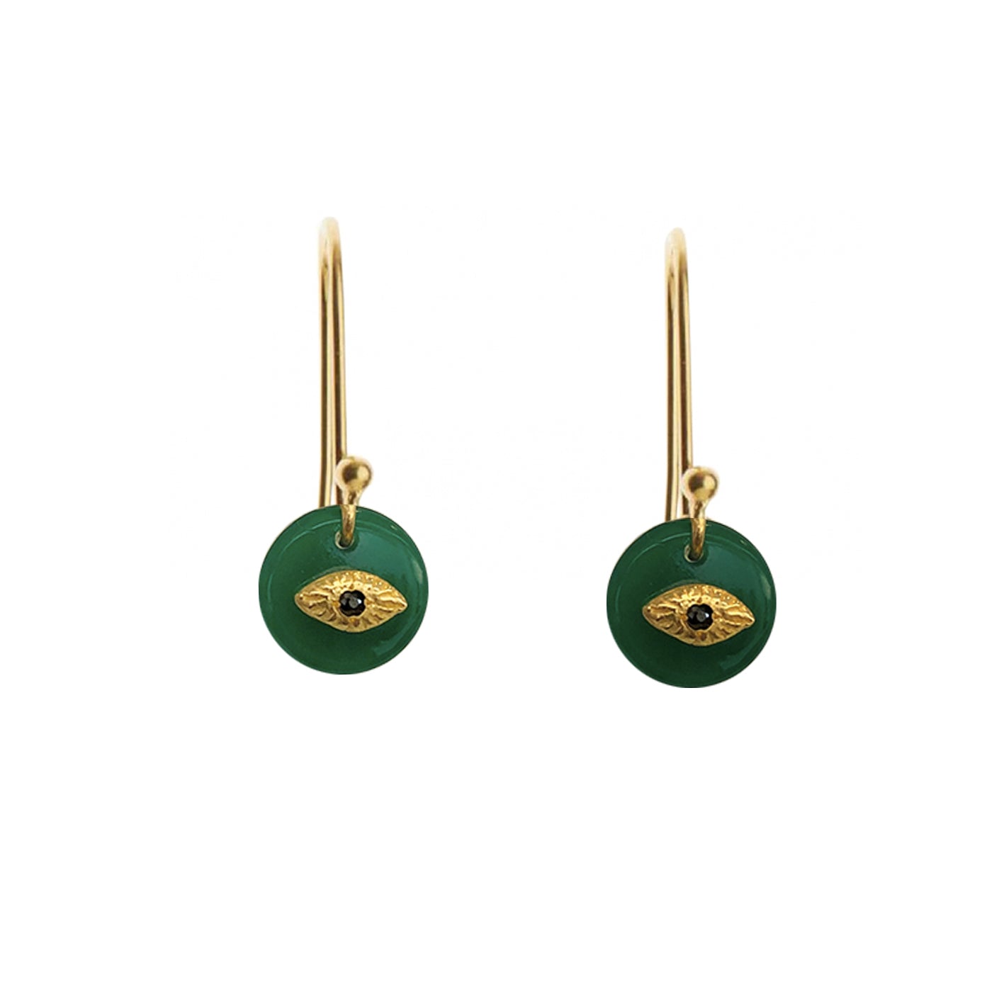 Pyramid Eye Earrings for Women - Green & Gold Dangle Hoop Earrings (Pair) | Boho Chic Jewelry for Everyday Wear, Parties & Gifts