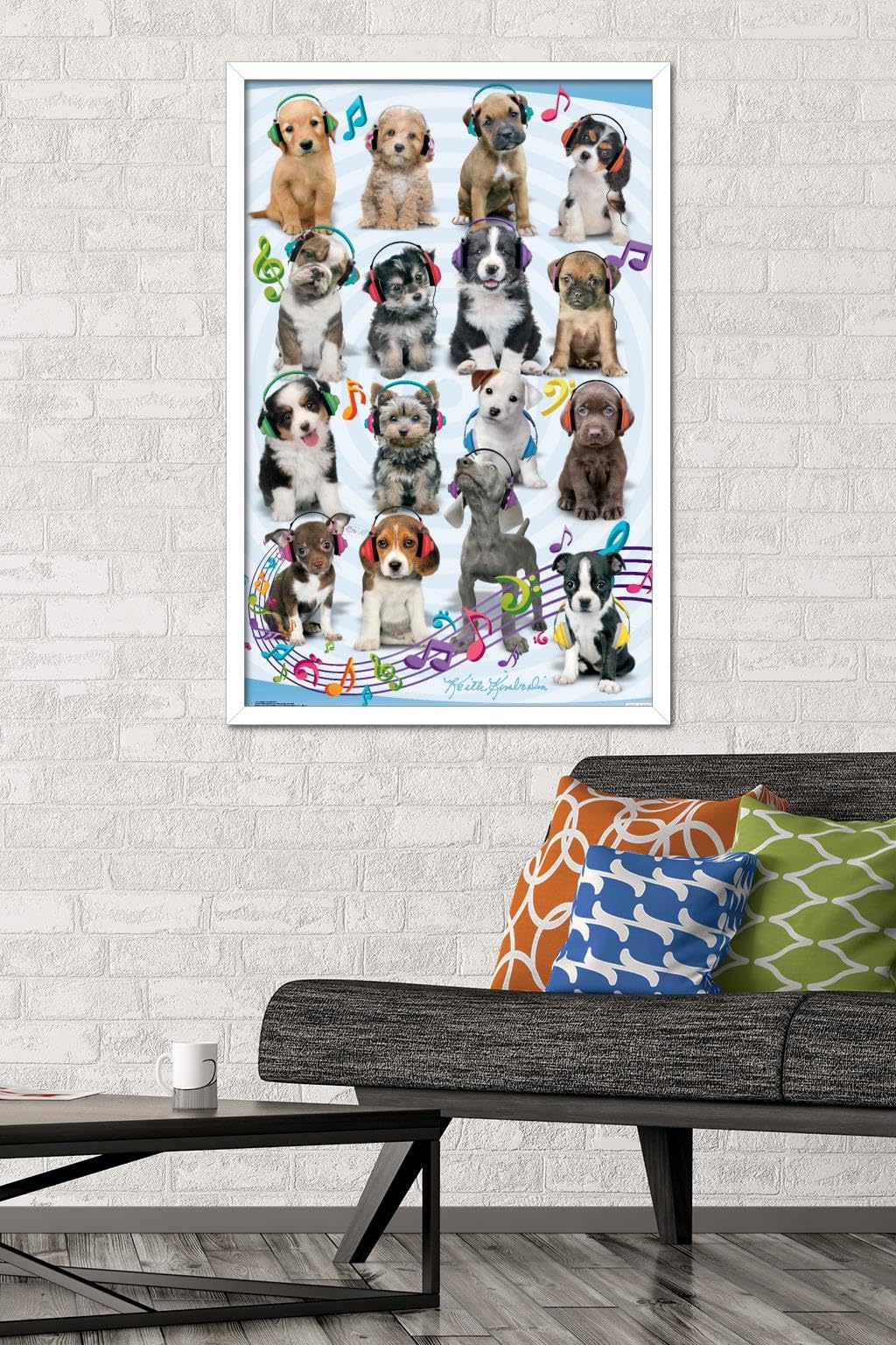Trends International Keith Kimberlin Puppies Headphones Wall Poster - 22.375