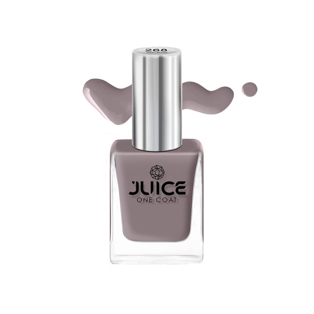 JUICE Quick-Dry Long Lasting Chip Resistant Nail Polish with Gel Finish & High Gloss - F&D Approved Colors & Pigments in Teddy Brown (288) | Perfect for Salon Quality Manicures, Home Nail Art & Everyday Wear