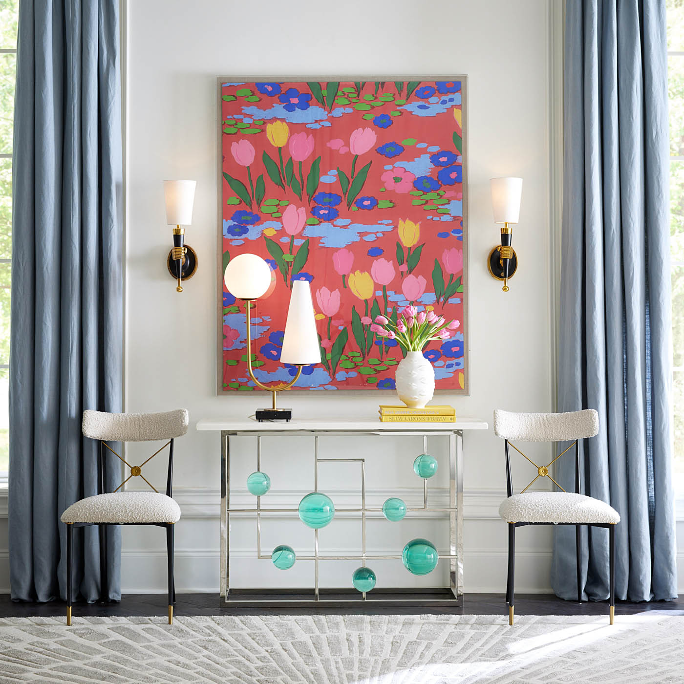 Paule Marrot Tulips 2 Floral Print - Vintage French Fabric Design for Home Decor, Fashion & DIY Projects | Perfect for Curtains, Dresses, Scarf Making & Wall Art
