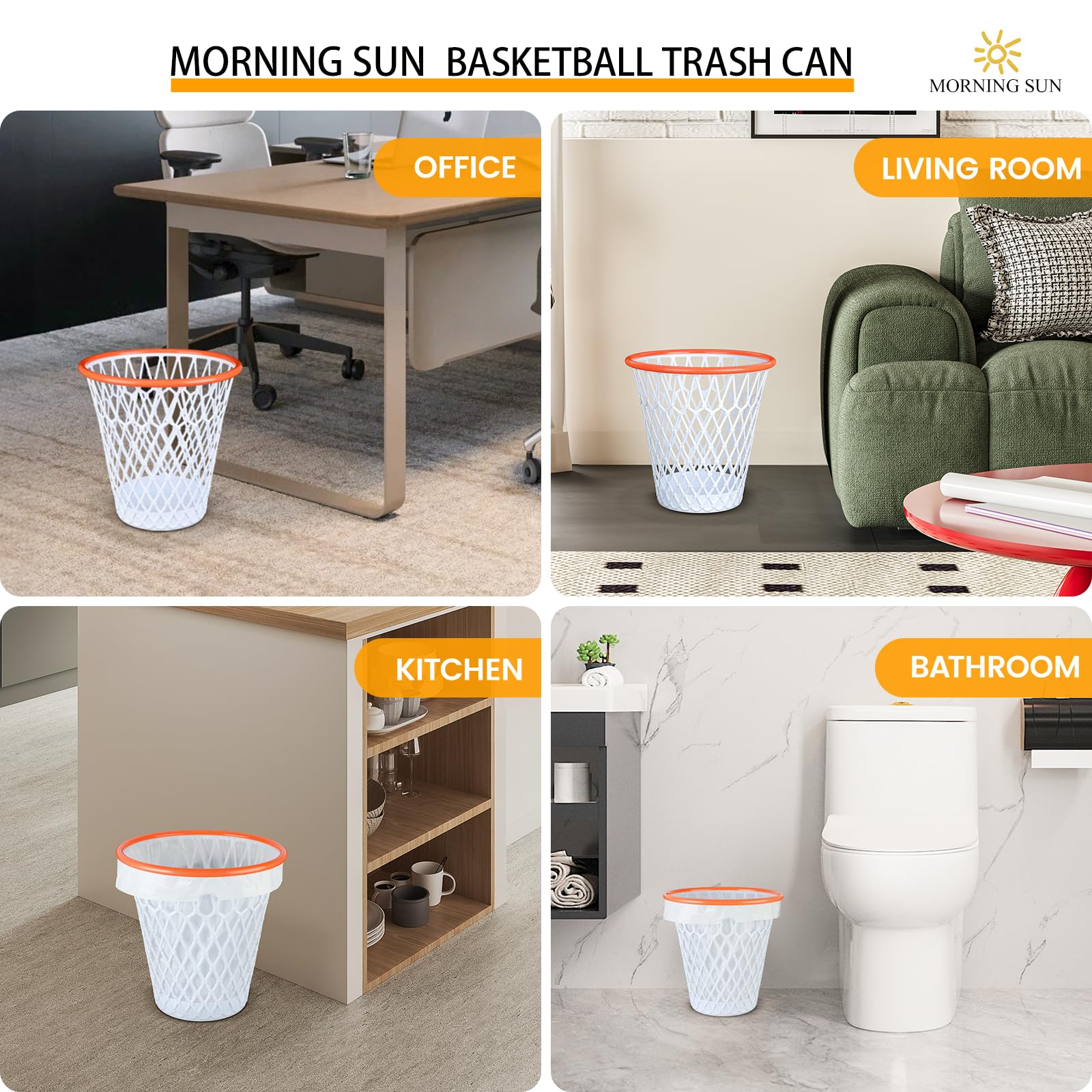 2-Pack Basketball Trash Can - 4.5 Gallon Basketball Hoop Waste Basket (11