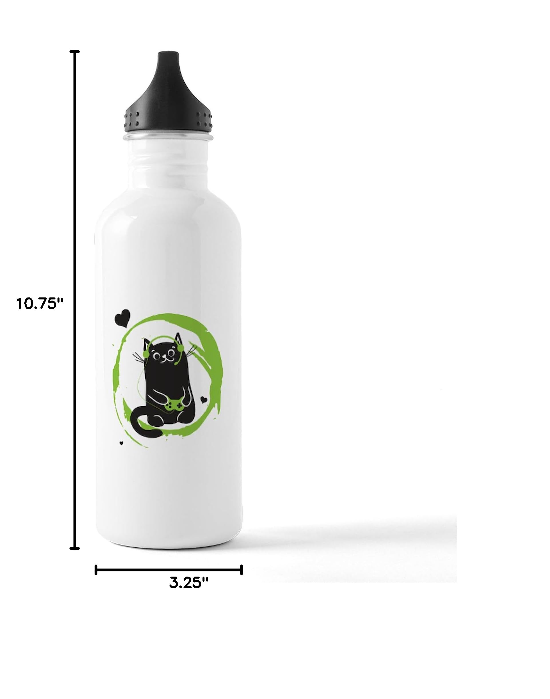 Gamer Cat Stainless Steel Water Bottle 1.0L (34 oz) - Insulated Double Wall Vacuum Flask for Gaming, Workouts & Outdoor Activities - BPA Free Leakproof Sports Water Bottle by CafePress