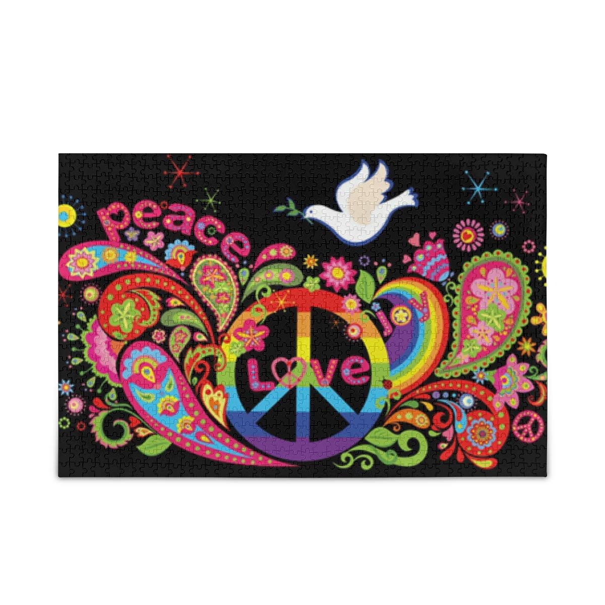 ALAZA 500-Piece Hippie Peace & Love Paisley Jigsaw Puzzle for Adults - Buffalo Games | Stress Relief & Home Decor for Hippie Lovers