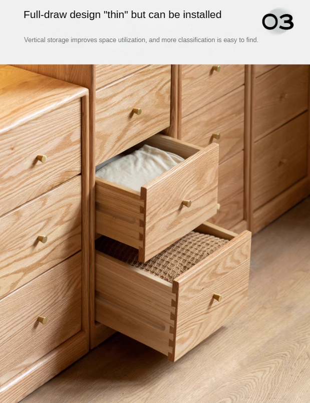 Solid Oak & Beech Wood Chest of Drawers - 5-Drawer Storage Cabinet with Multi-Functional Design for Bedroom, Living Room, and Office Organization