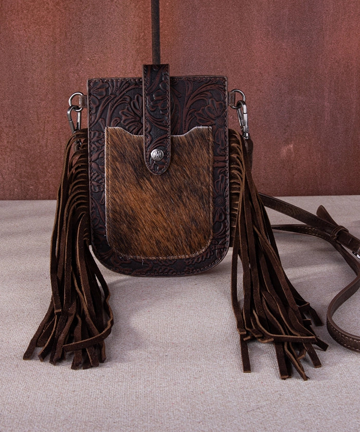 Montana West Genuine Cowhide Fringe Crossbody Phone Purse - Stylish Leather Wallet Case for iPhone & Android - Perfect for Concerts, Shopping & Night Out