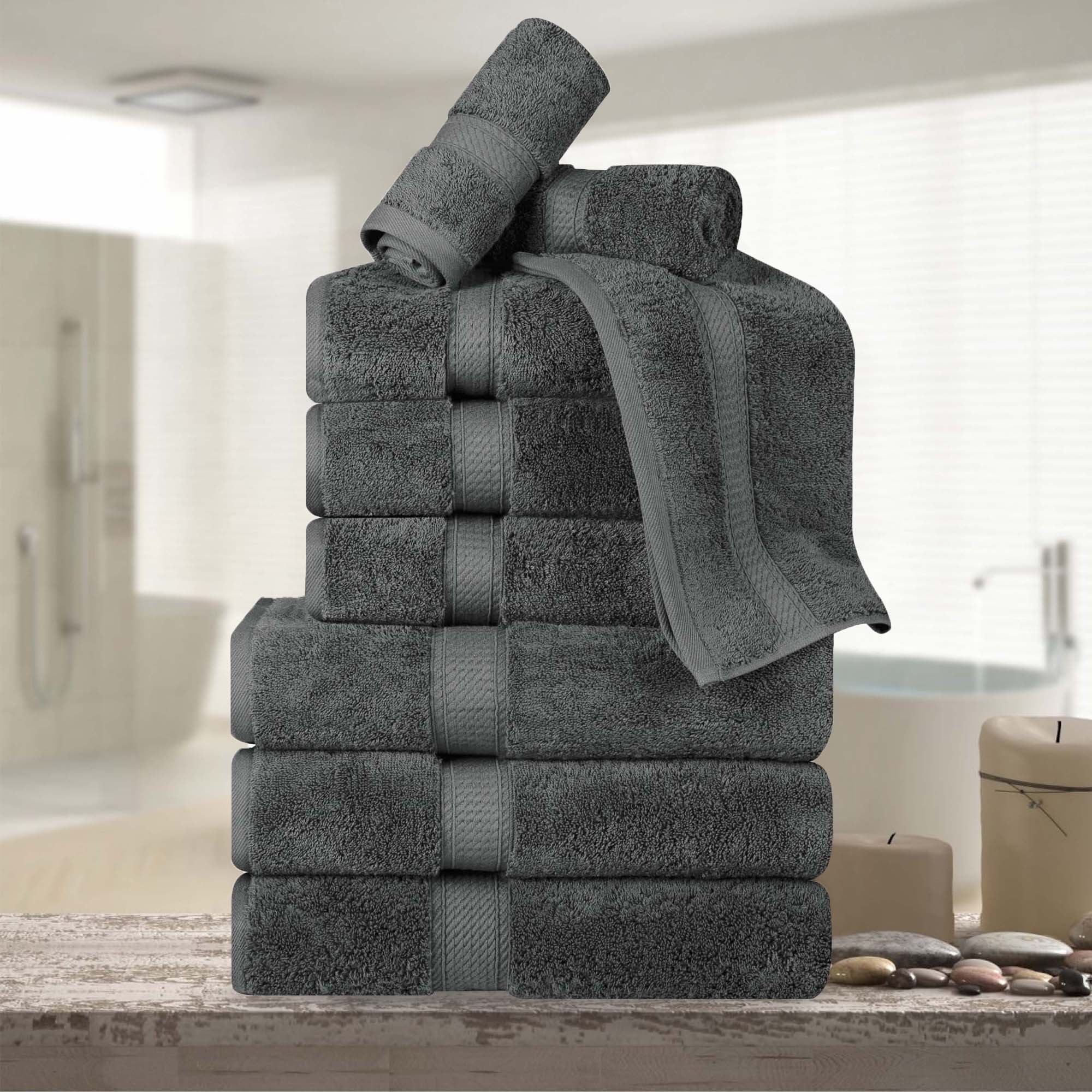 Premium Egyptian Cotton 9-Piece Towel Set - Ultra Soft, Heavyweight & Plush for Bath, Spa & Luxury Home Decor