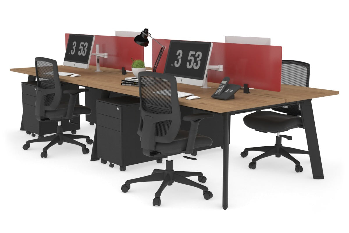 4-Person Workstation with Black Frame - 1600L x 700W Dimensions - Ideal for Office, Coworking Spaces & Home Offices