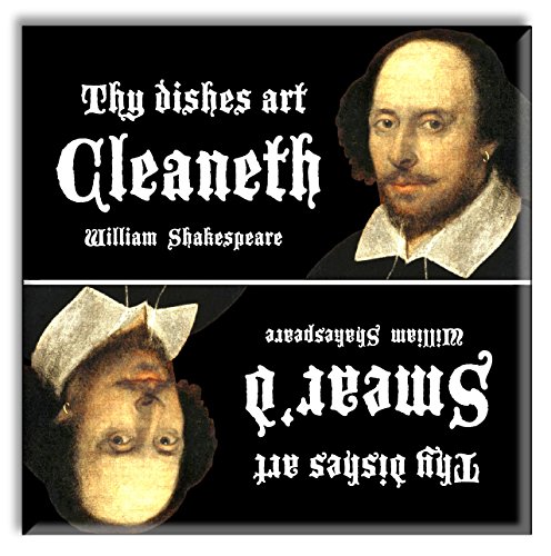 Funny Shakespeare Dishwasher Clean Dirty Magnet Sign - Strong Magnetic Indicator for Dishwasher Door - Perfect for Kitchen, Office, or RV Use
