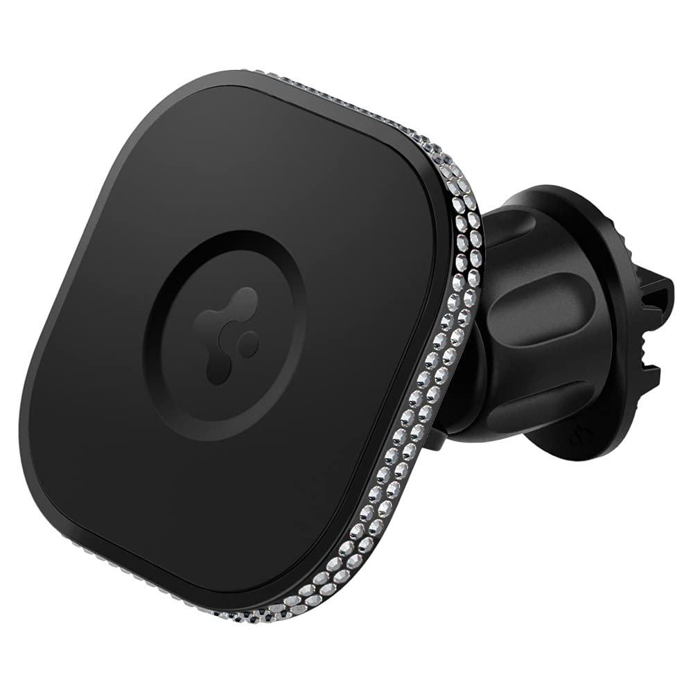 Spigen OneTap Bling (MagFit) Magnetic Air Vent Car Mount with 176 Rhinestones - Compatible with iPhone 16 Pro Max/16 Pro/16 Plus/15/14/13/12 Series - Secure Hands-Free Phone Holder for Driving, Commuting & Road Trips