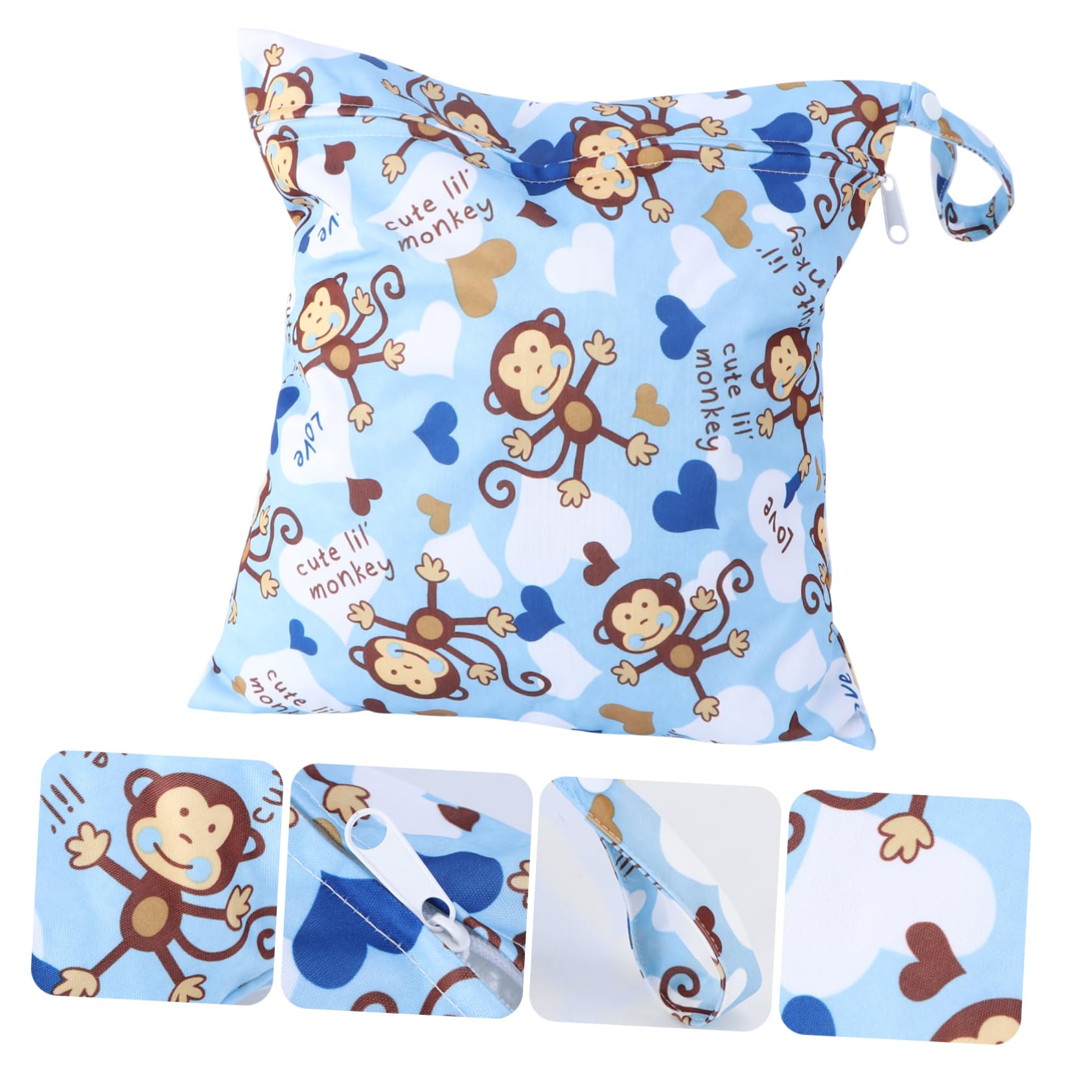 Vaguelly 2-Pack Reusable Waterproof Wet Dry Diaper Bags - Washable Baby Cloth Diaper Storage with Snap Handle, Tote Style, Polyester Material (Blue) - Perfect for Daycare, Travel & Swimming Essentials