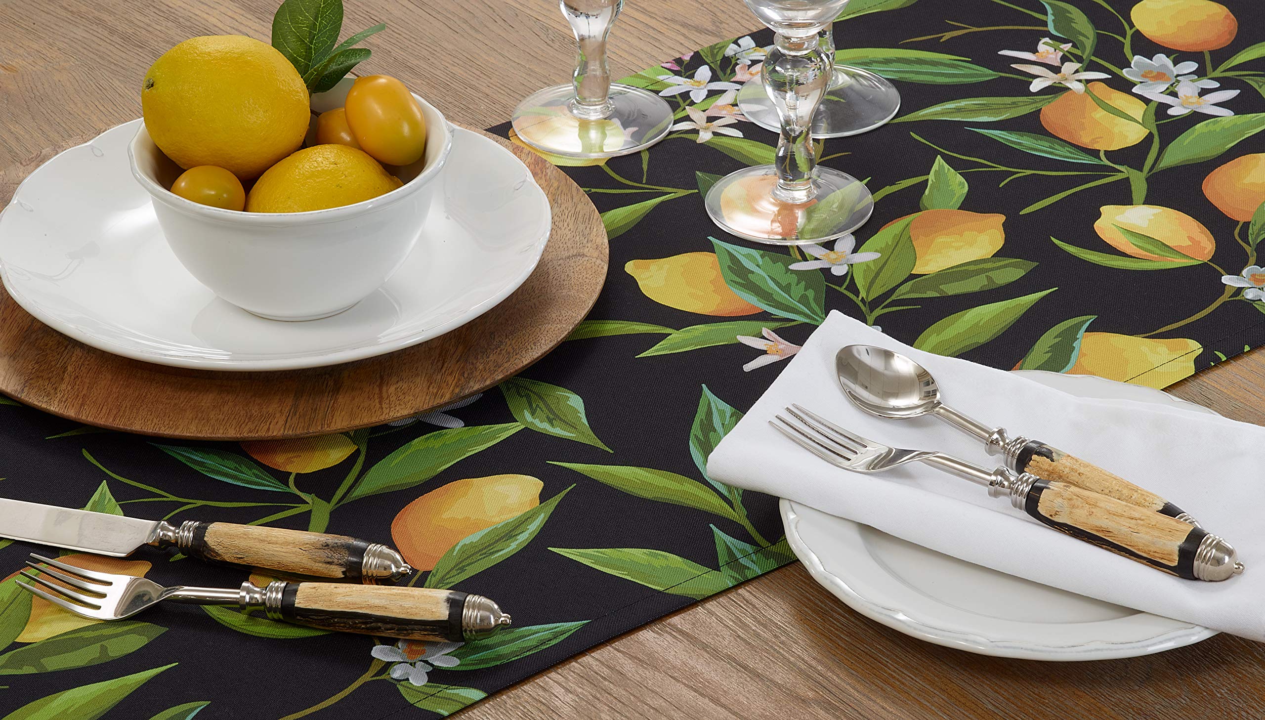 Lemon Design Waterproof Outdoor Table Runner - Elegant & Durable for Patio, Garden, and Picnic Decor