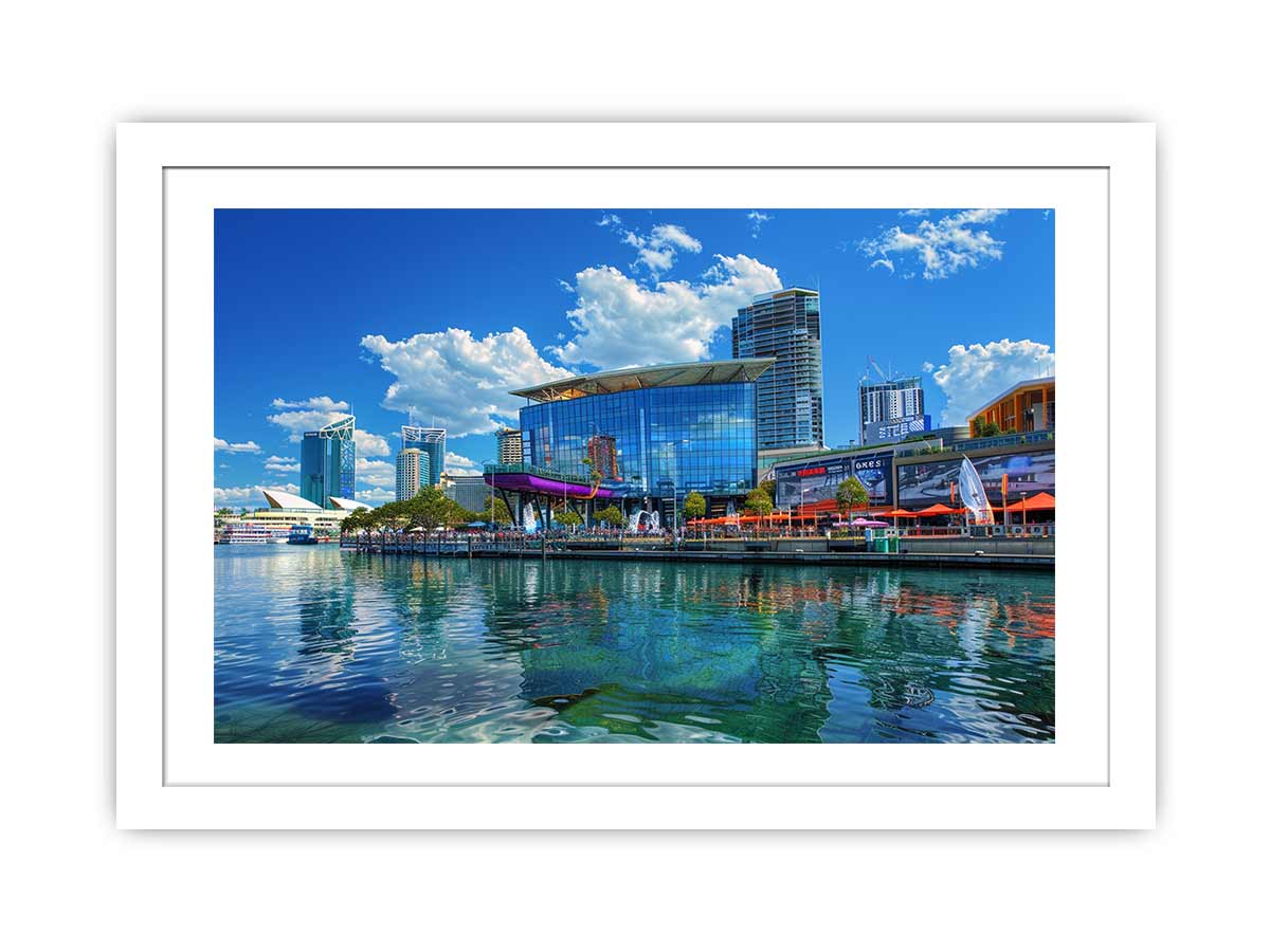 Darling Harbour Sydney Framed Wall Art - Premium Canvas Print for Home & Office Decor - Perfect for Living Room, Bedroom, or Gift
