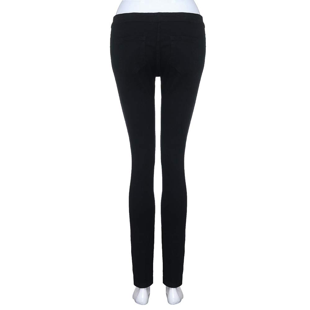 **Women's High Waist Stretch Jeans Leggings - Skinny Slim Fit Elastic Denim Pants with Zipper Details, Black XXL - Perfect for Casual Wear, Work & Everyday Outfits**