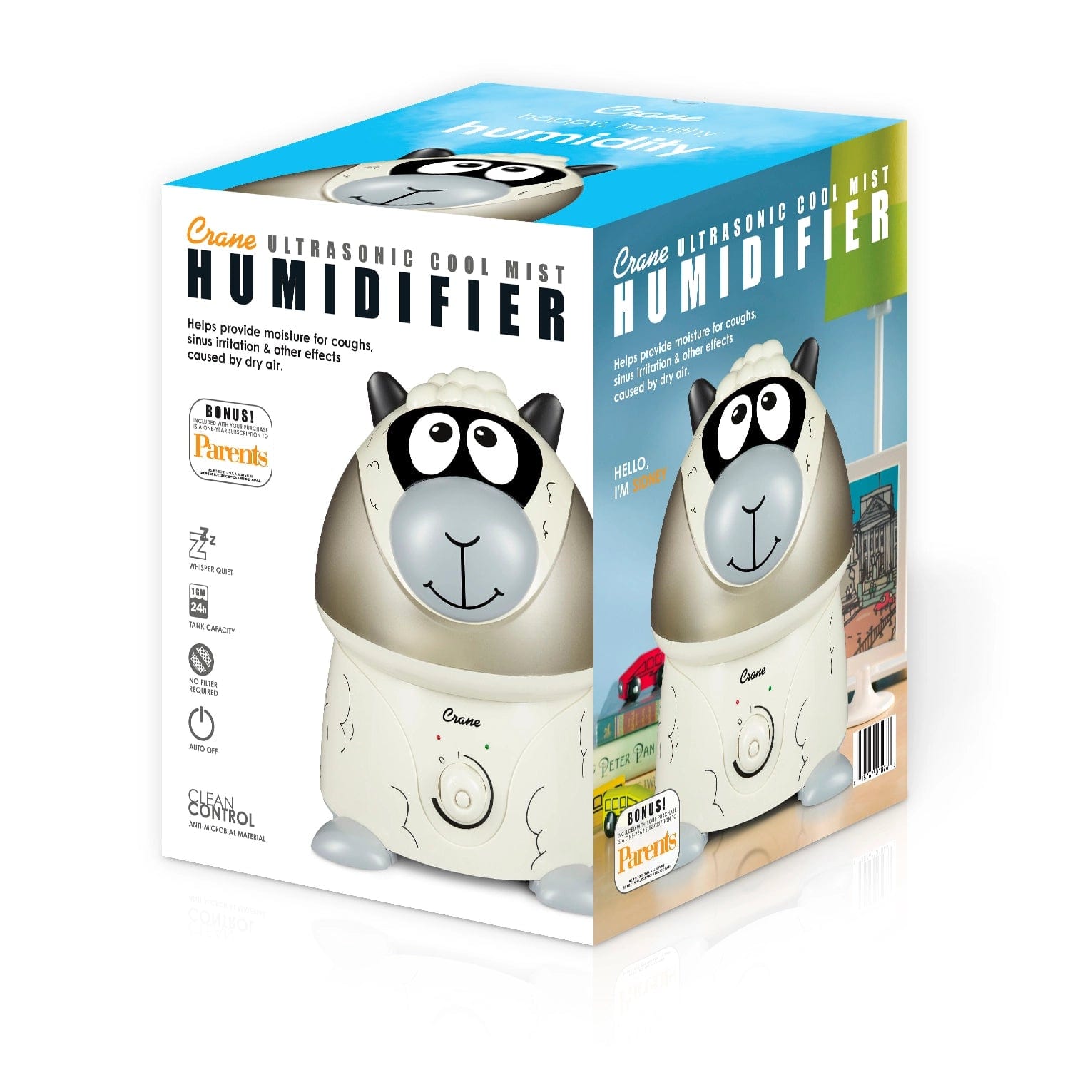 Adorable Cool Mist Humidifier for Baby Nursery & Bedroom - Quiet Ultrasonic Humidifier with Night Light, Perfect for Dry Air Relief, Allergies & Better Sleep