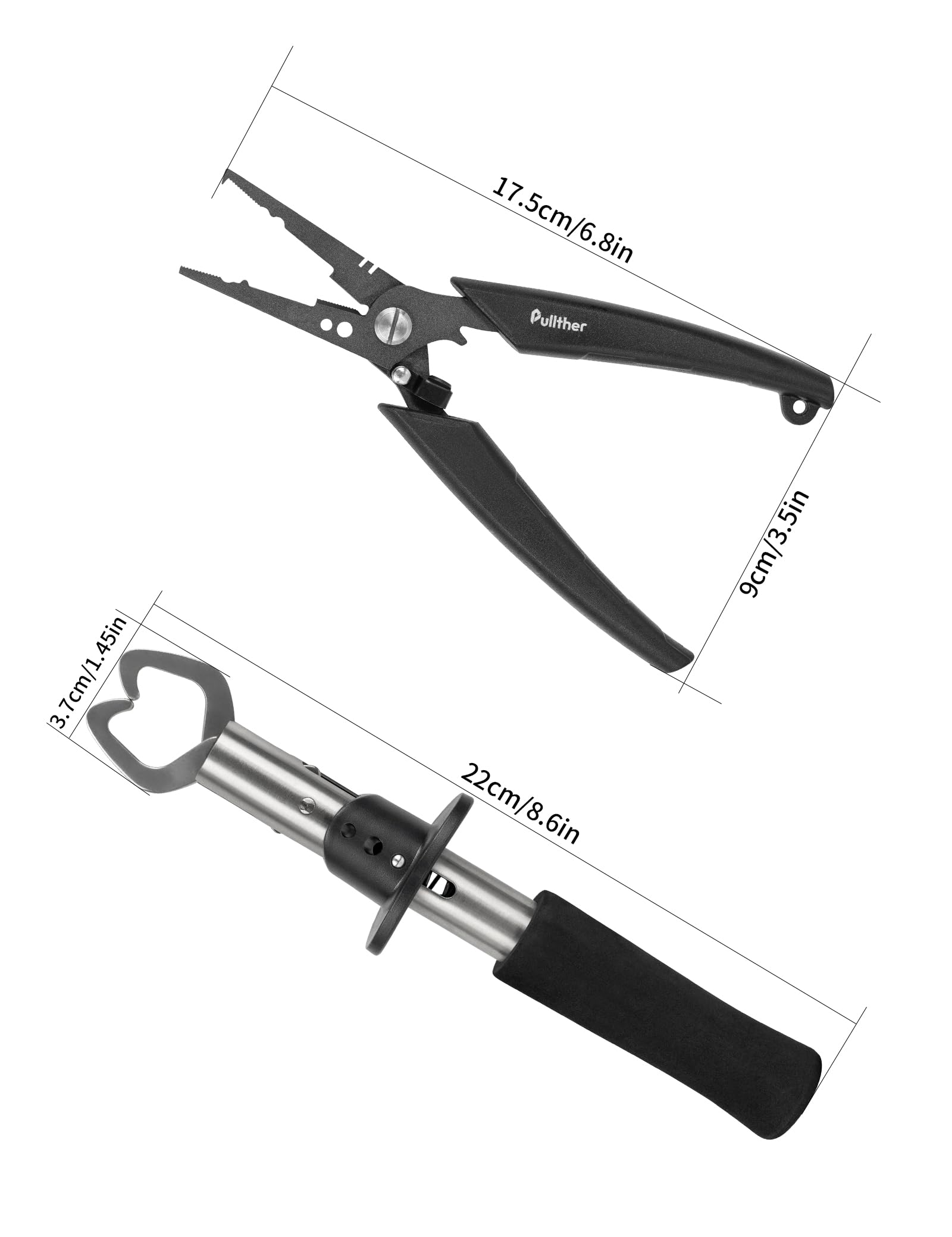 **Pullther Fish Lip Gripper - Multi-Function Fishing Pliers for Saltwater, Fly & Ice Fishing - Durable Fishing Gear & Perfect Gift for Anglers (Great for Catch & Release, Boat Fishing & Outdoor Adventures)**