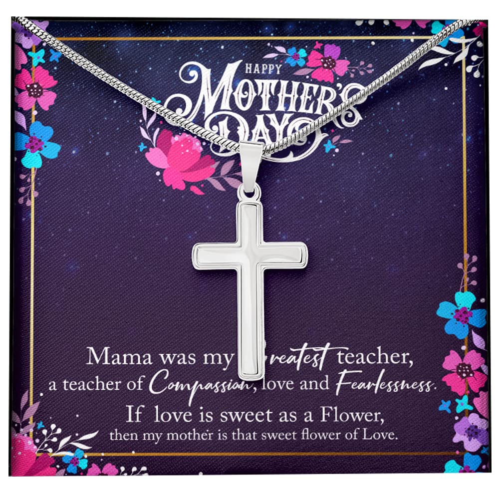 Personalized Stainless Steel Cross Necklace for Mom - Engraved Gift with Message Card & Jewelry Box - Perfect Mother's Day, Birthday & Anniversary Present - Ideal for Daily Wear & Special Occasions