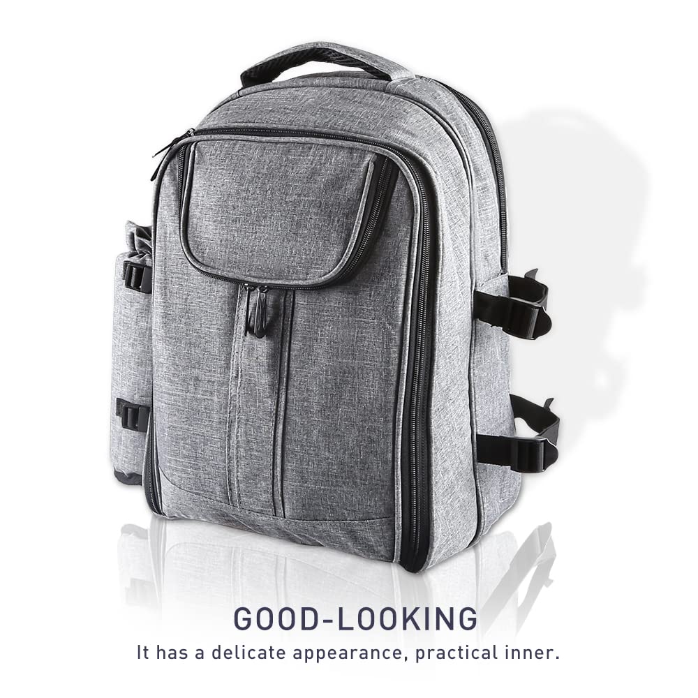 Forbidden Road Insulated Cooler Backpack - 20L Waterproof Picnic Bag with Bottle Holder & Cooler Compartment for Hiking, Camping, Beach, Workouts & Outdoor Adventures (Gray)
