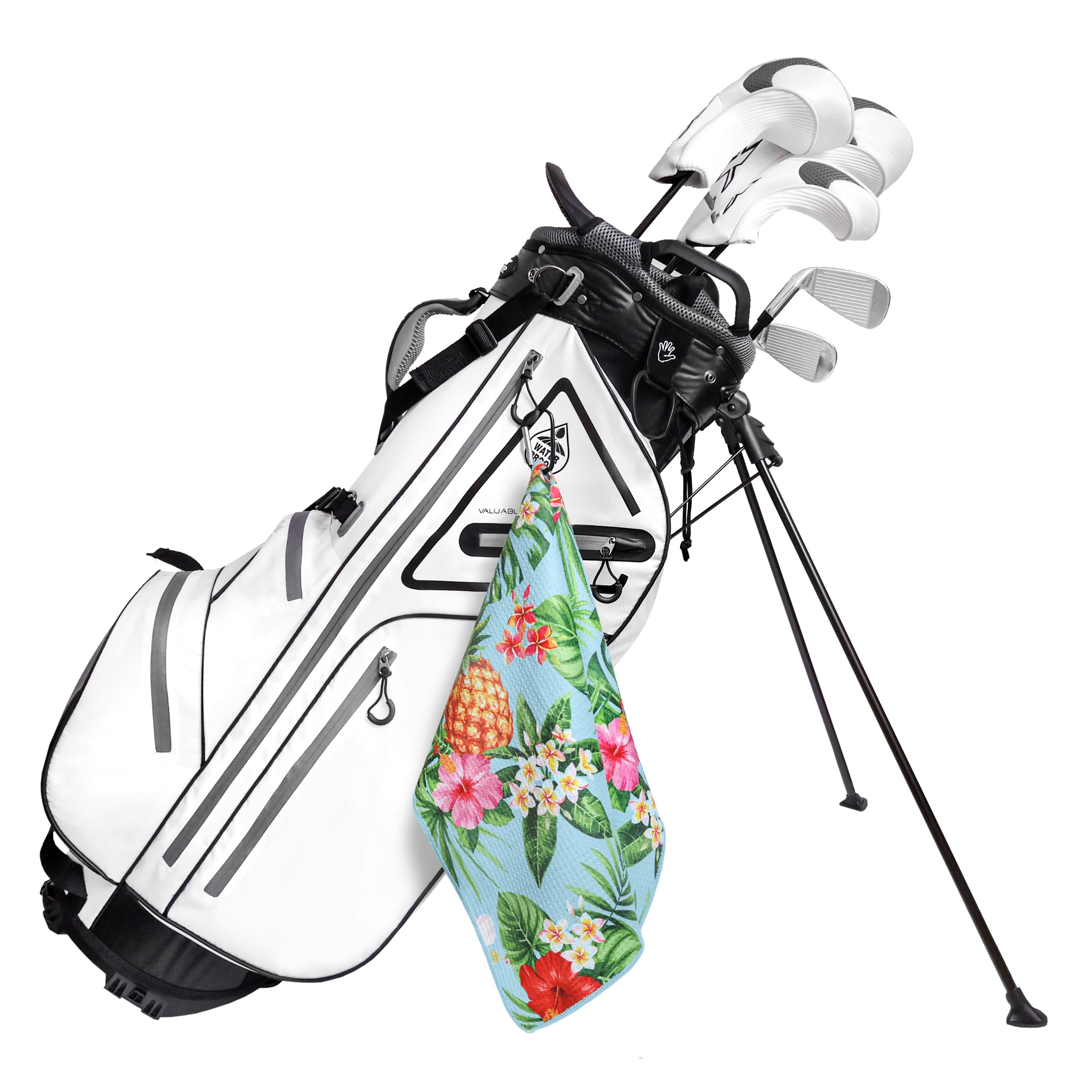 Premium Golf Towel Set of 2 - Microfiber Waffle & Ball Towels for Golf Bags - Tropical Pineapple Design - Ideal Golf Accessories for Men & Women - Perfect Golf Gift for Players - Great for Course Play, Practice & Club Cleaning