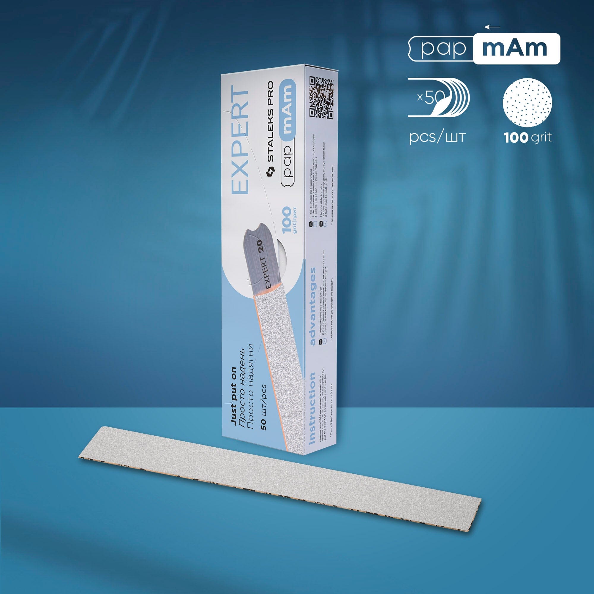 Staleks Expert 22 Disposable White Nail Files - 100 Grit, 50 Pack - Perfect for Manicures, Pedicures & Nail Art at Home or Salon
