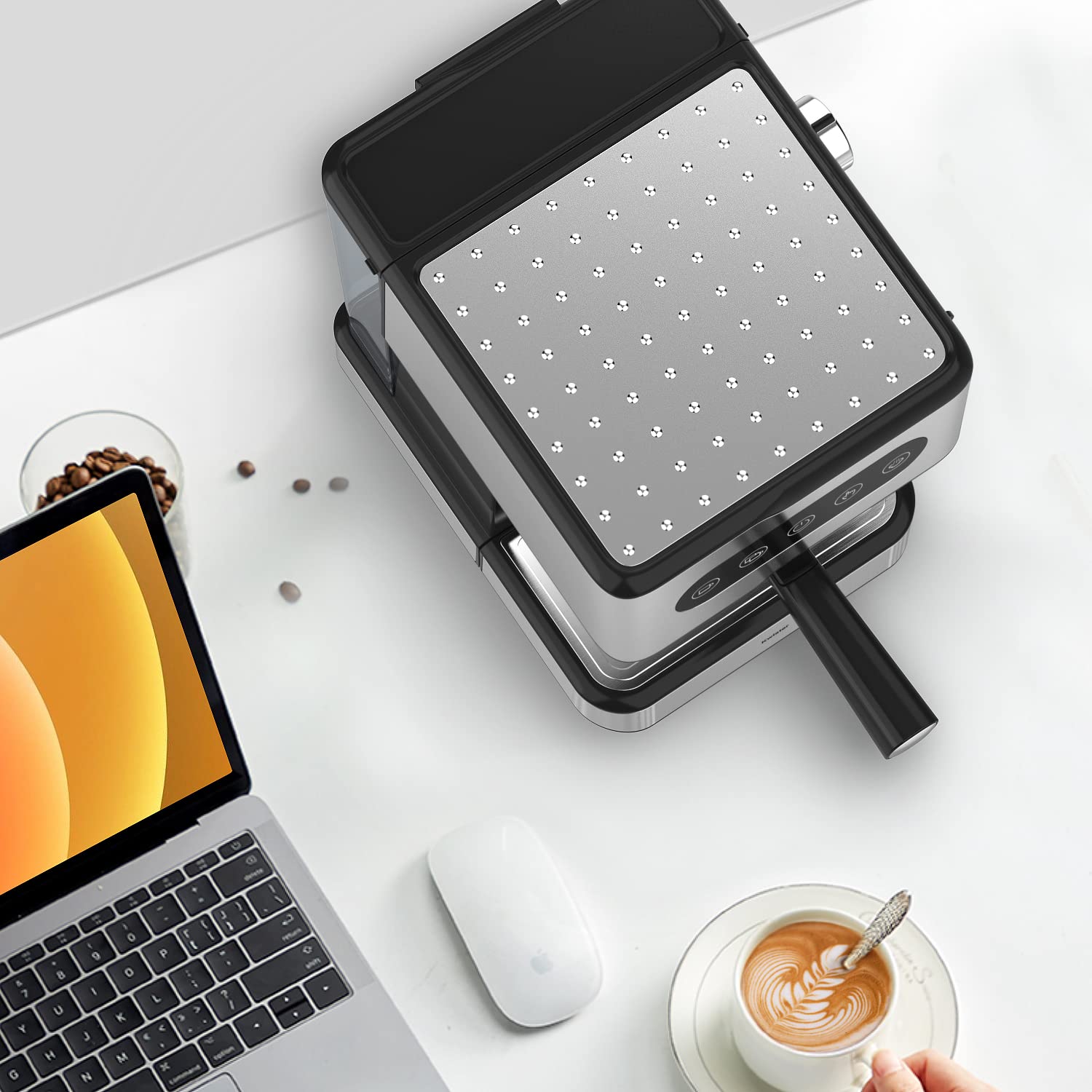 Kwister 20 Bar Espresso Coffee Maker with Milk Frother - Digital Touch Panel, 50oz Removable Water Tank, Stainless Steel - Perfect for Home Baristas & Coffee Lovers (Ideal for Espresso, Cappuccino & Latte Making)